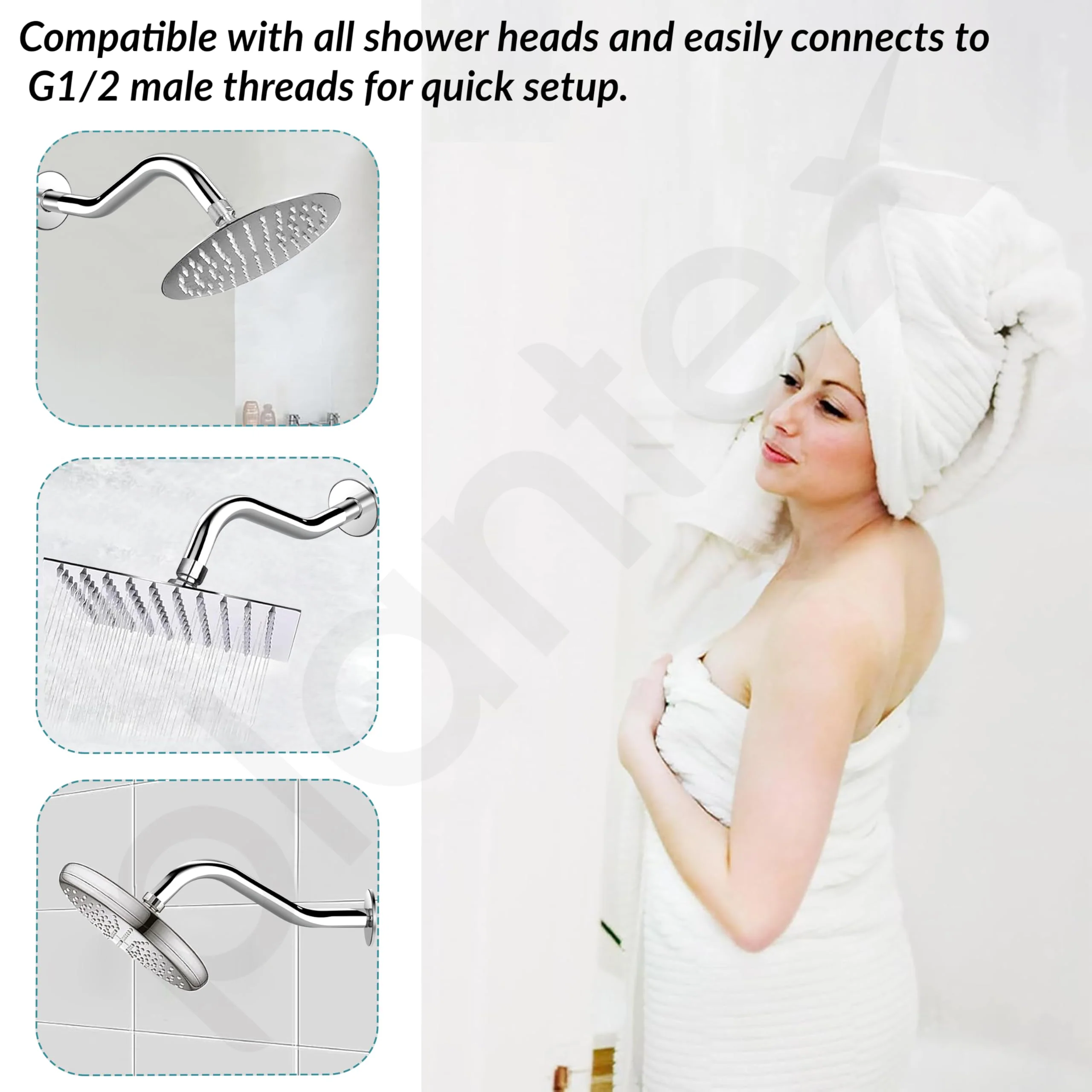 Plantex 11-Inch S-Shaped Shower Arm for Overhead Shower/Stainless Steel Shower Pipe/Wall Mount Bathroom Fitting with ½-Inch Thread - Pack of 1 (Chrome) - Image 5