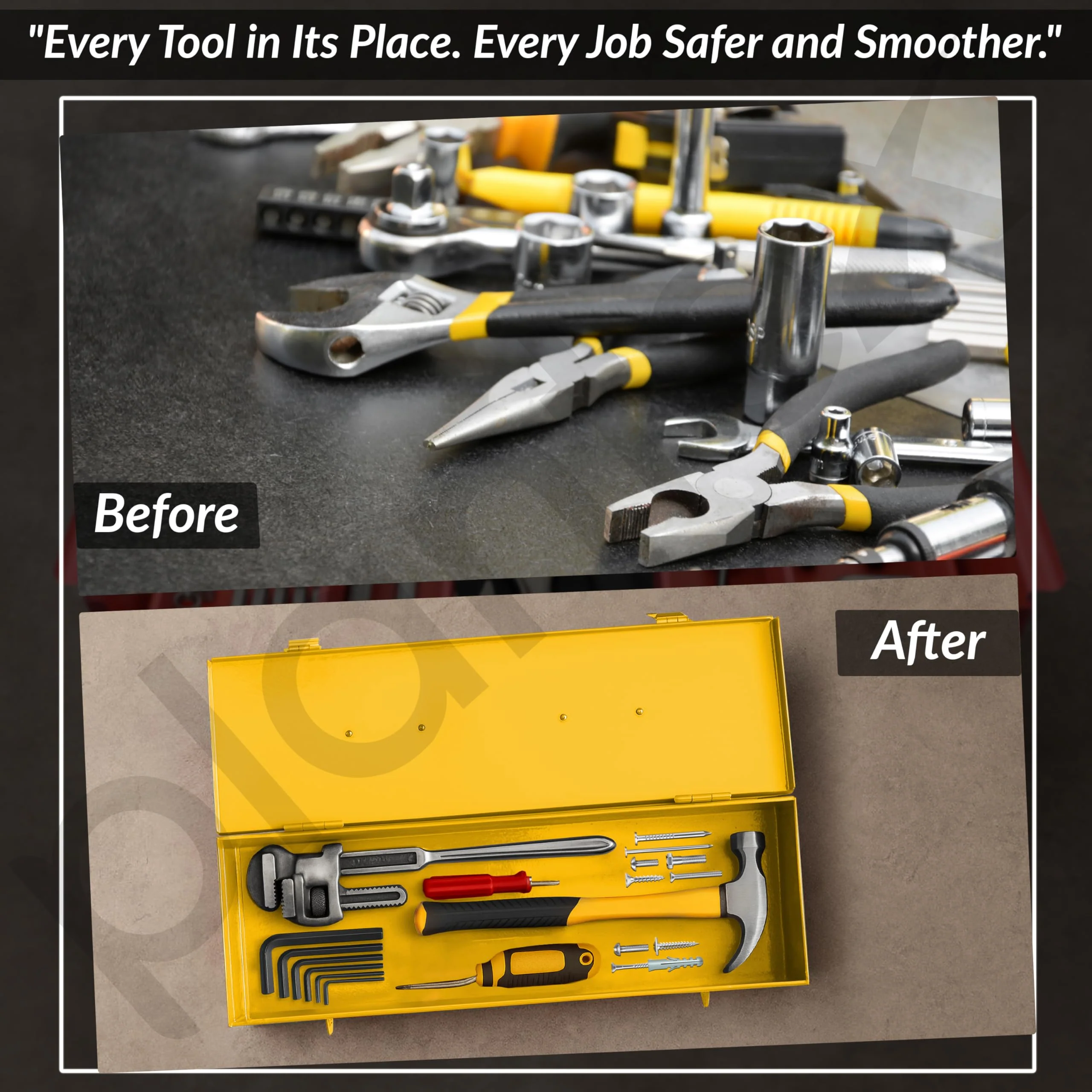 Plantex 12-inch Metal Tool Box for Tools/Tool Box Empty for Home Use/Compact Tools Box (Yellow) 31 X 11 X 10.5 cm - Image 6