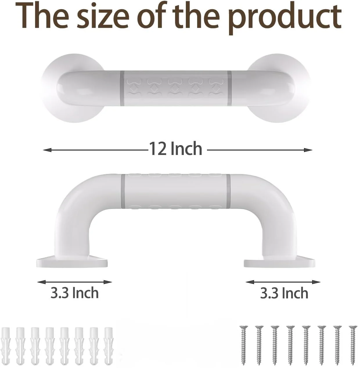 Plantex 12 Inch Strong ABS Bathroom Handle for Senior Citizen/Non-Slip Grab Bar for Toilet/Support for Elderly People - Pack of 2 (White) - Image 5