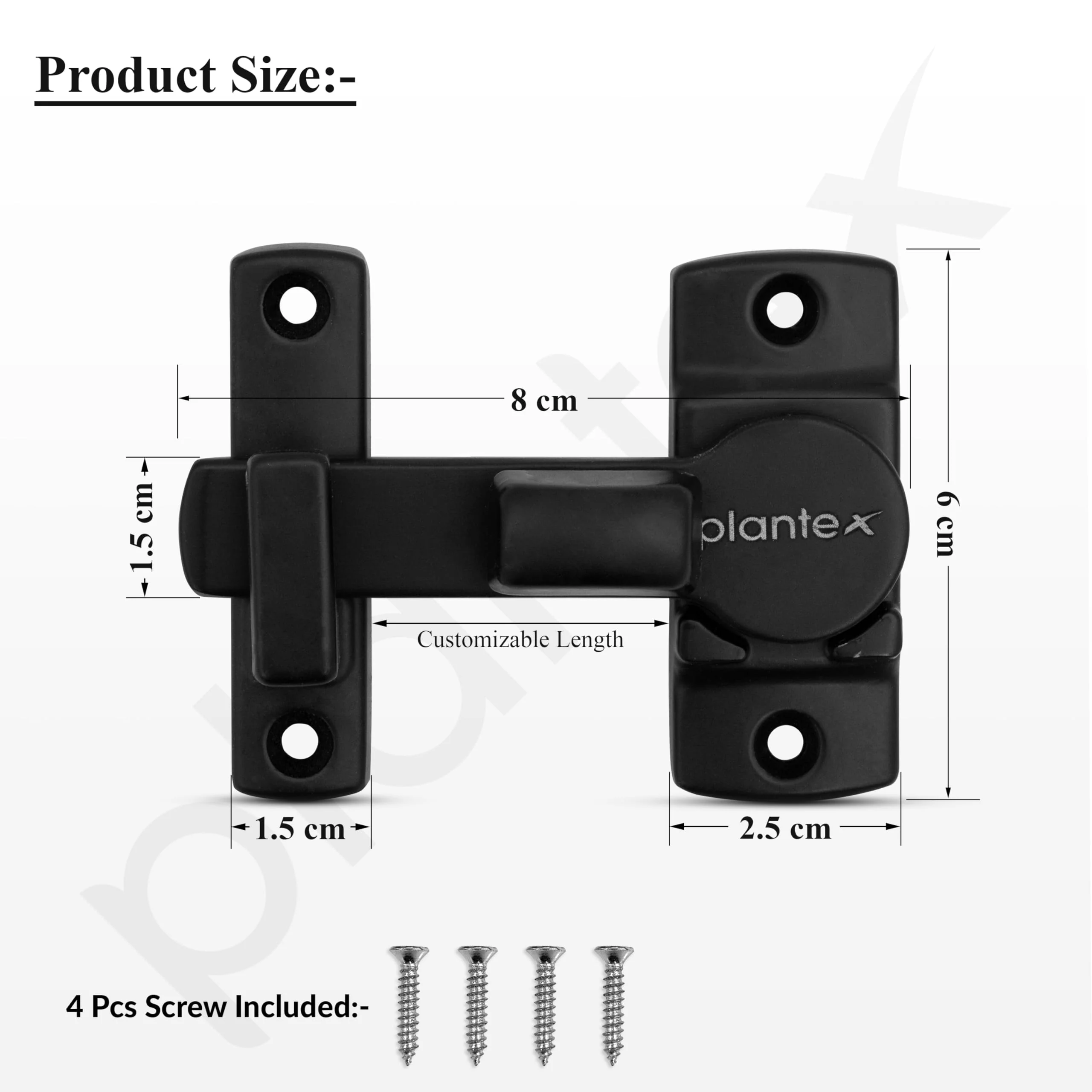 Plantex 180 Degree Sliding Door Lock - Flip Latch for Sliding Gate & Main Door - Baby Latch for Bathroom & Bedroom - Black - Image 3