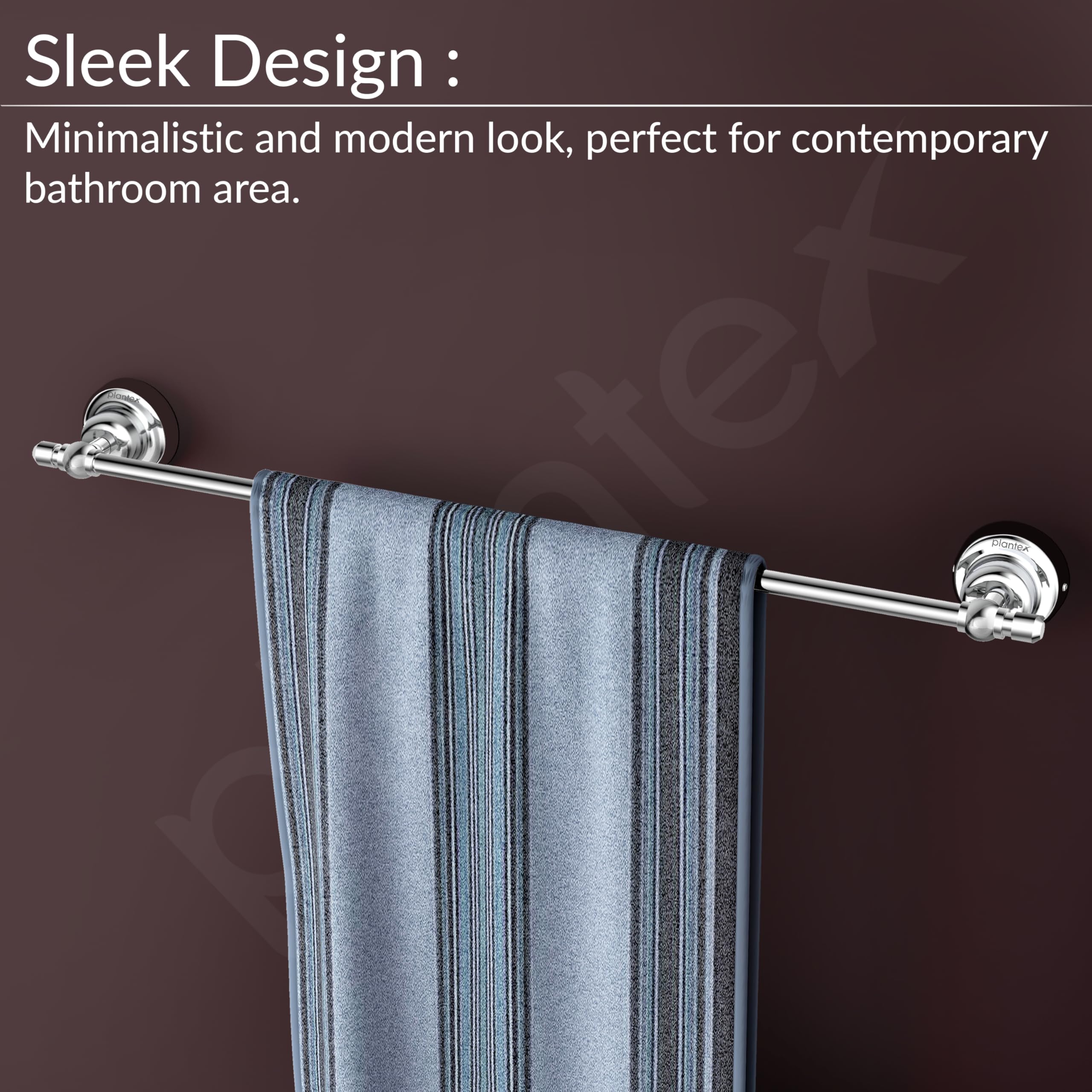Plantex 304 Grade Stainless 24 inch Single Towel Rod/Towel Hanger for Bathroom/Towel Holder/Bathroom Accessories, Skyllo (Chrome) - Image 6