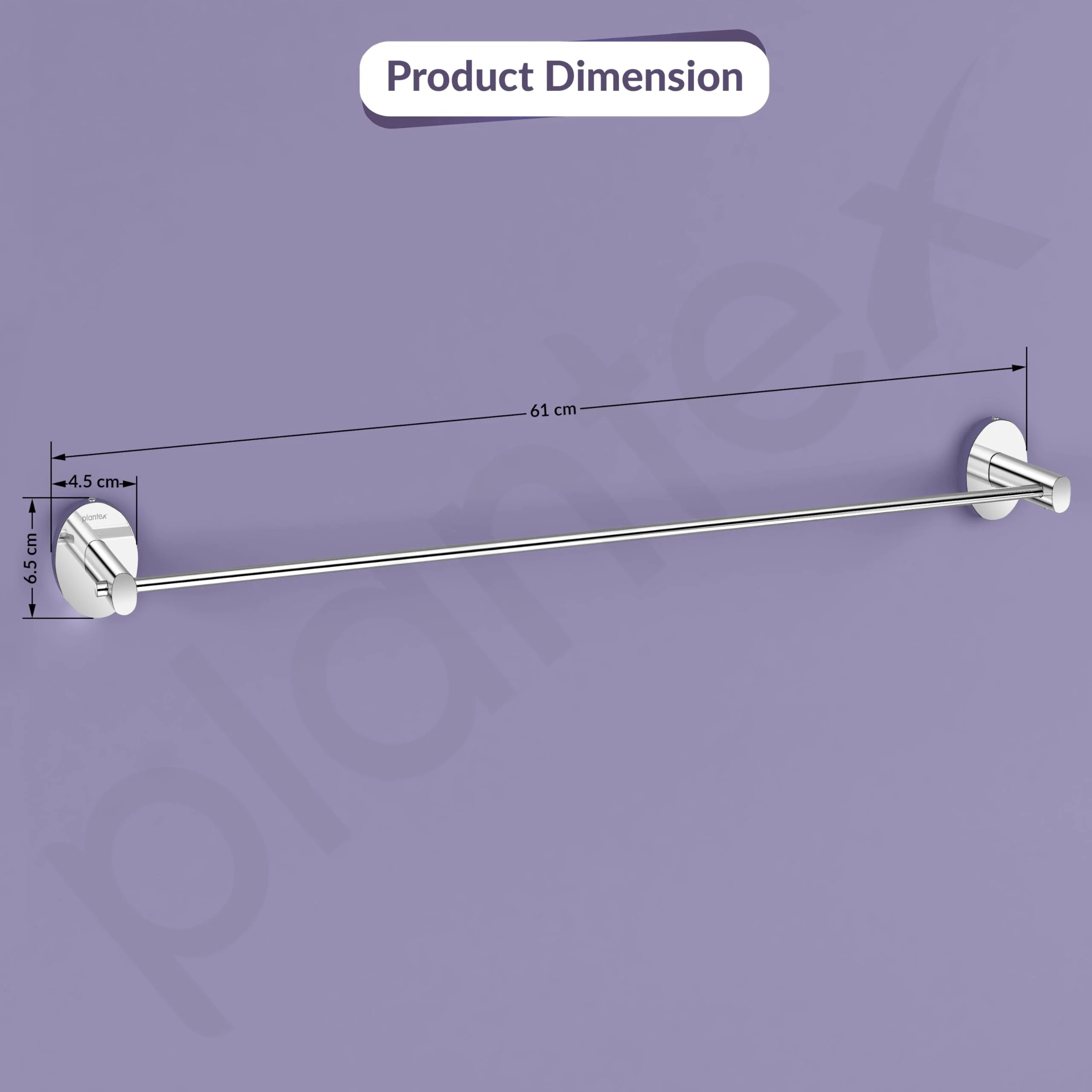 Plantex 304 Grade Stainless Steel 24 Inch Single Towel Rod/Towel Holder for Bathroom/Towel Bar/Hanger/Stand/Bathroom Accessories - Olive (Chrome) - Image 2