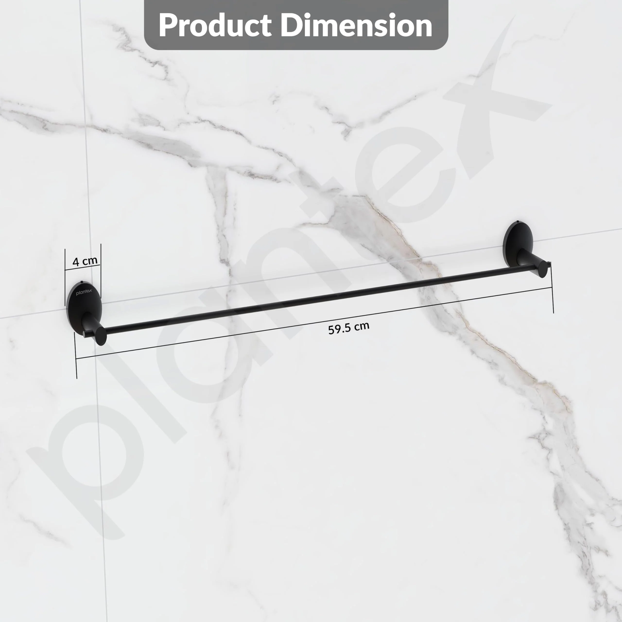 Plantex 304 Grade Stainless Steel 24 inch Single Towel Rod/Towel Holder for Bathroom/Towel Bar/Hanger/Stand/Bathroom Accessories - Oreva (Black) - Image 2