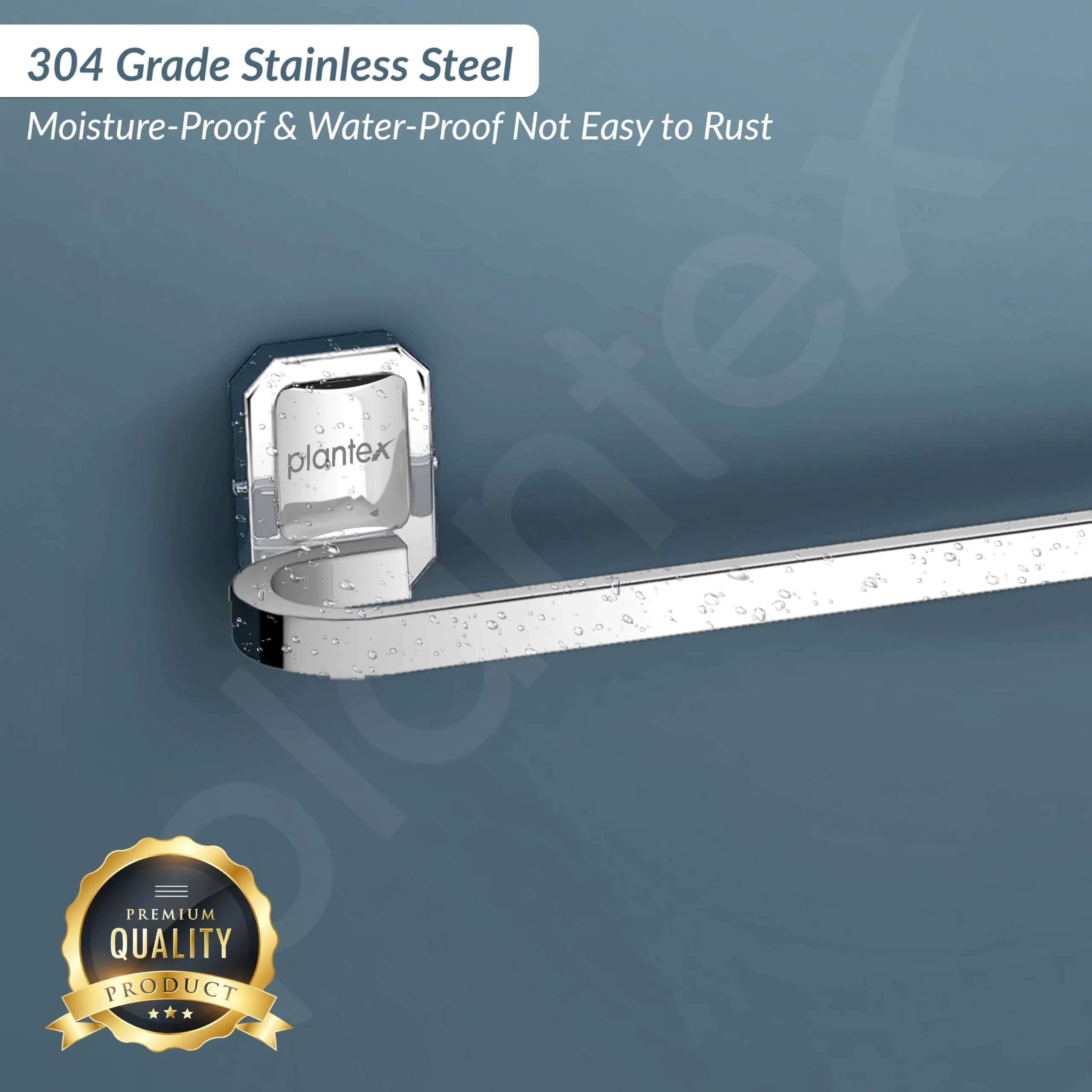 Plantex 304 Grade Stainless Steel 24 inch Towel Holder for Bathroom/Towel Hanger/Single Towel Rod/Bathroom Accessories Pack of 1, Cute (Chrome) - Image 4