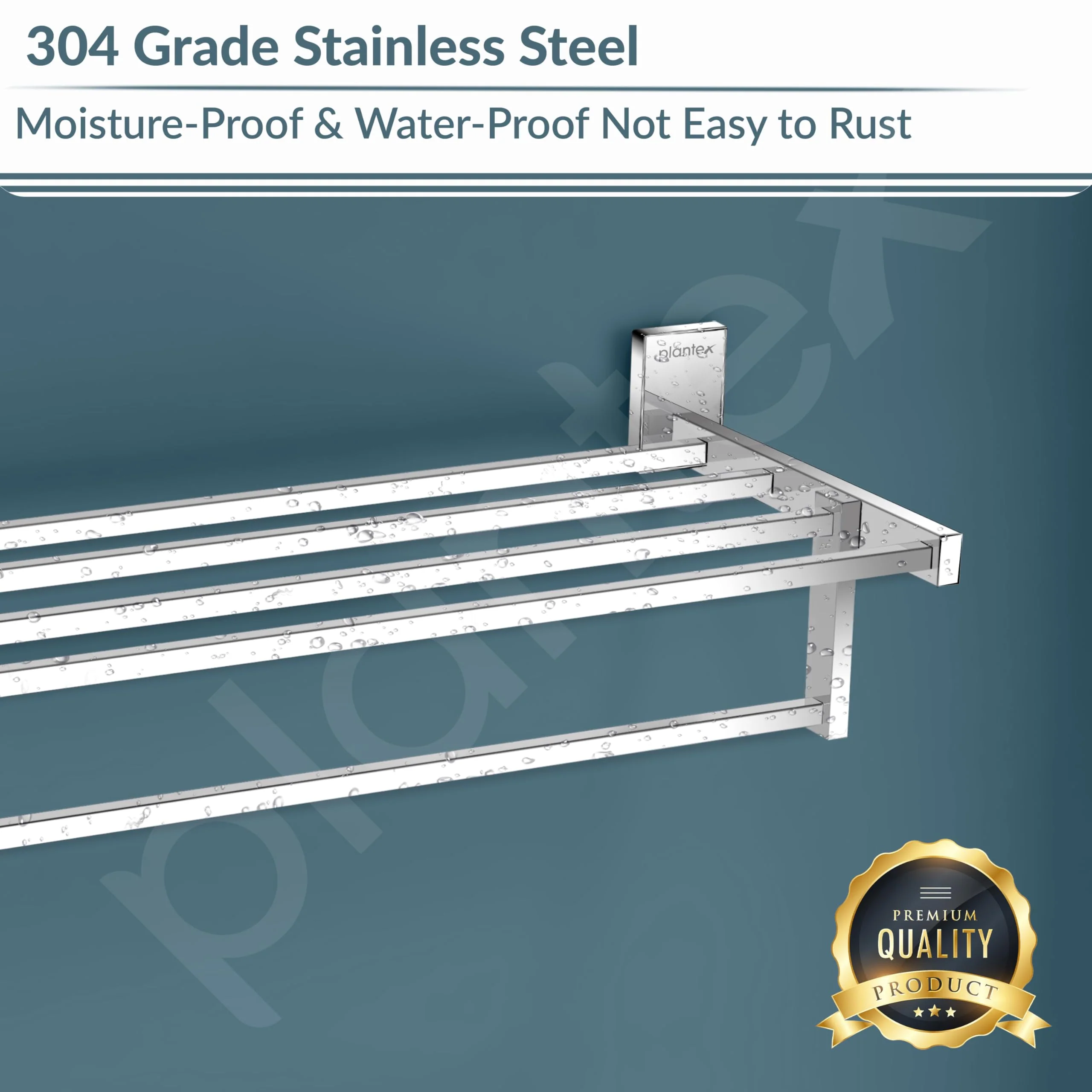 Plantex 304 Grade Stainless Steel 24 Inch Towel Rack for Bathroom/Towel Stand/Towel Hanger/Bathroom Accessories - Iris (Chrome) - Image 4