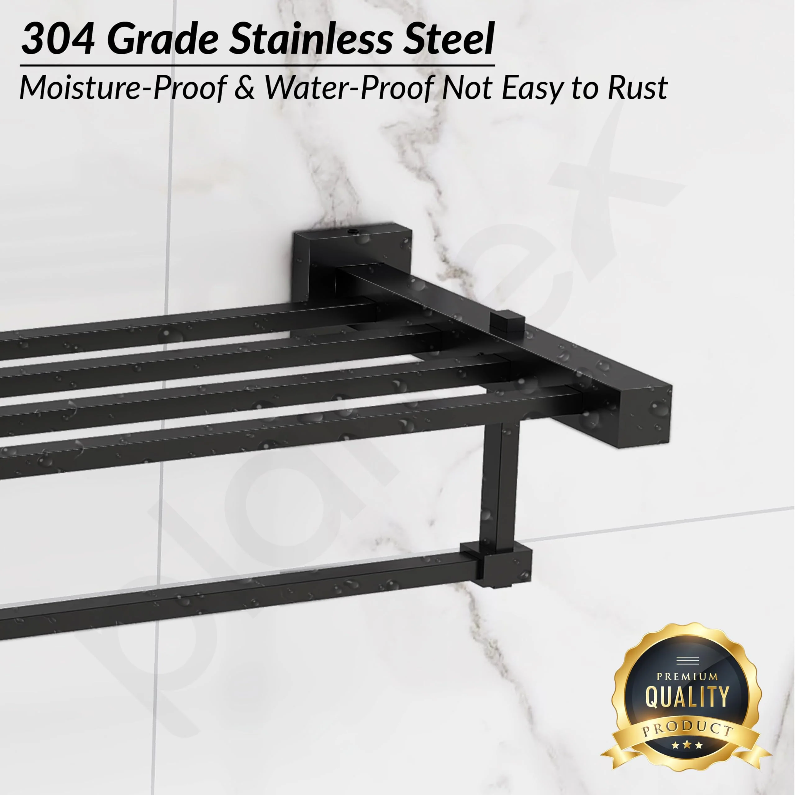 Plantex 304 Grade Stainless Steel 24 inch Towel Rack/Towel Hanger for Bathroom/Towel Rod/Towel Bar/Bathroom Accessories - Splash (Black) - Image 3