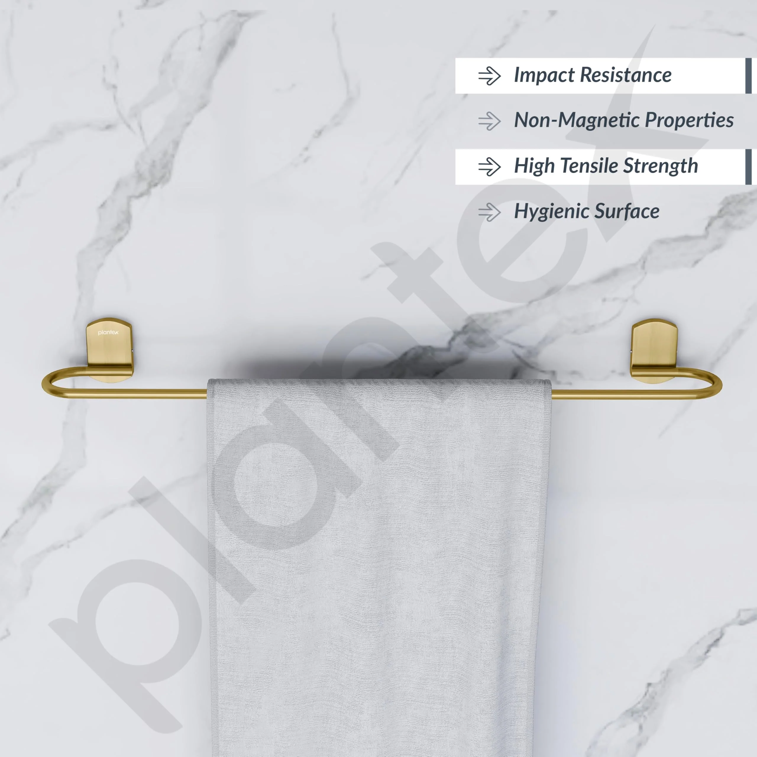 Plantex 304 Grade Stainless Steel 24 inch Towel Rod/Towel Bar/Towel Hanger for Bathroom/Bathroom Accessories - Parv (Brass Antique) - Image 2