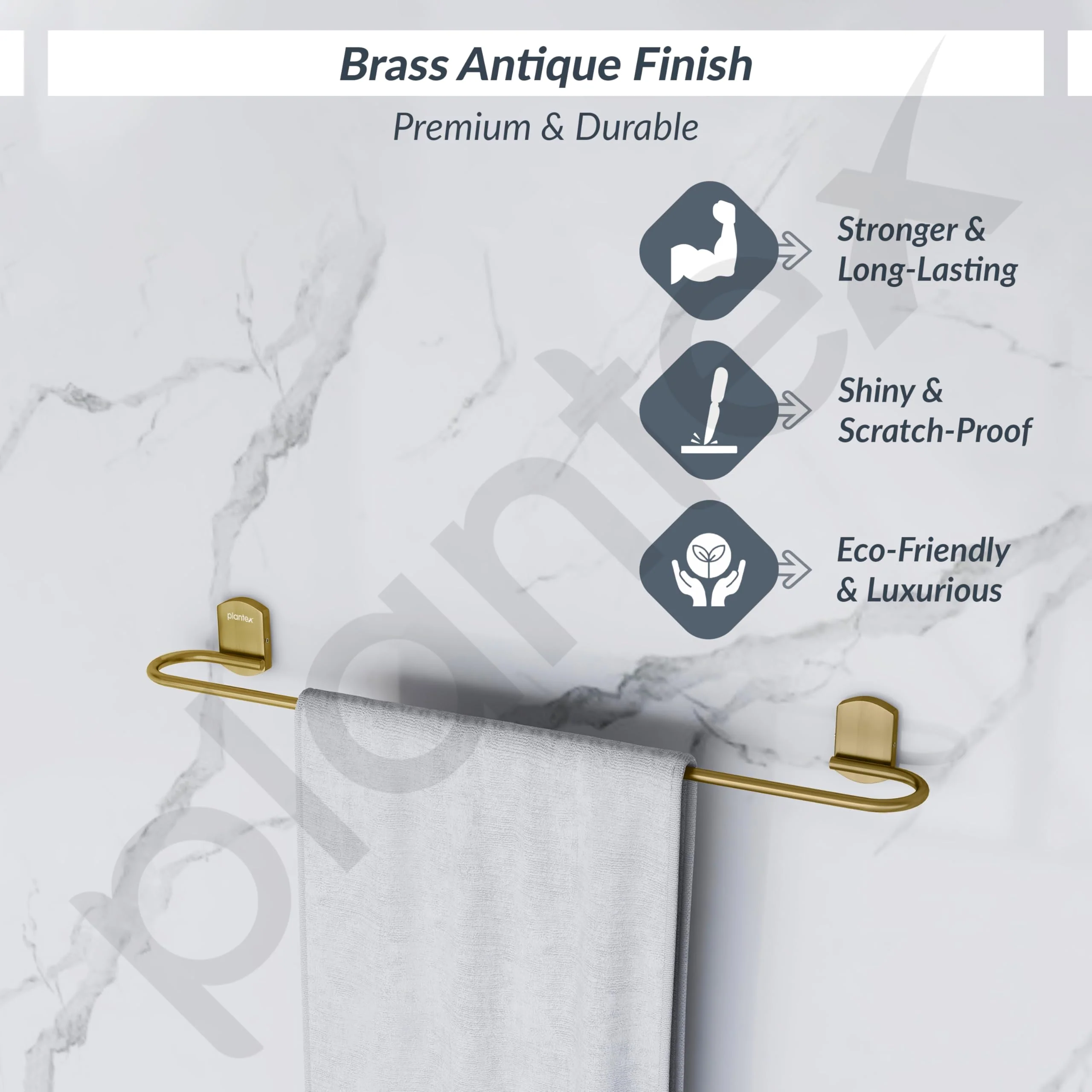 Plantex 304 Grade Stainless Steel 24 inch Towel Rod/Towel Bar/Towel Hanger for Bathroom/Bathroom Accessories - Parv (Brass Antique) - Image 3