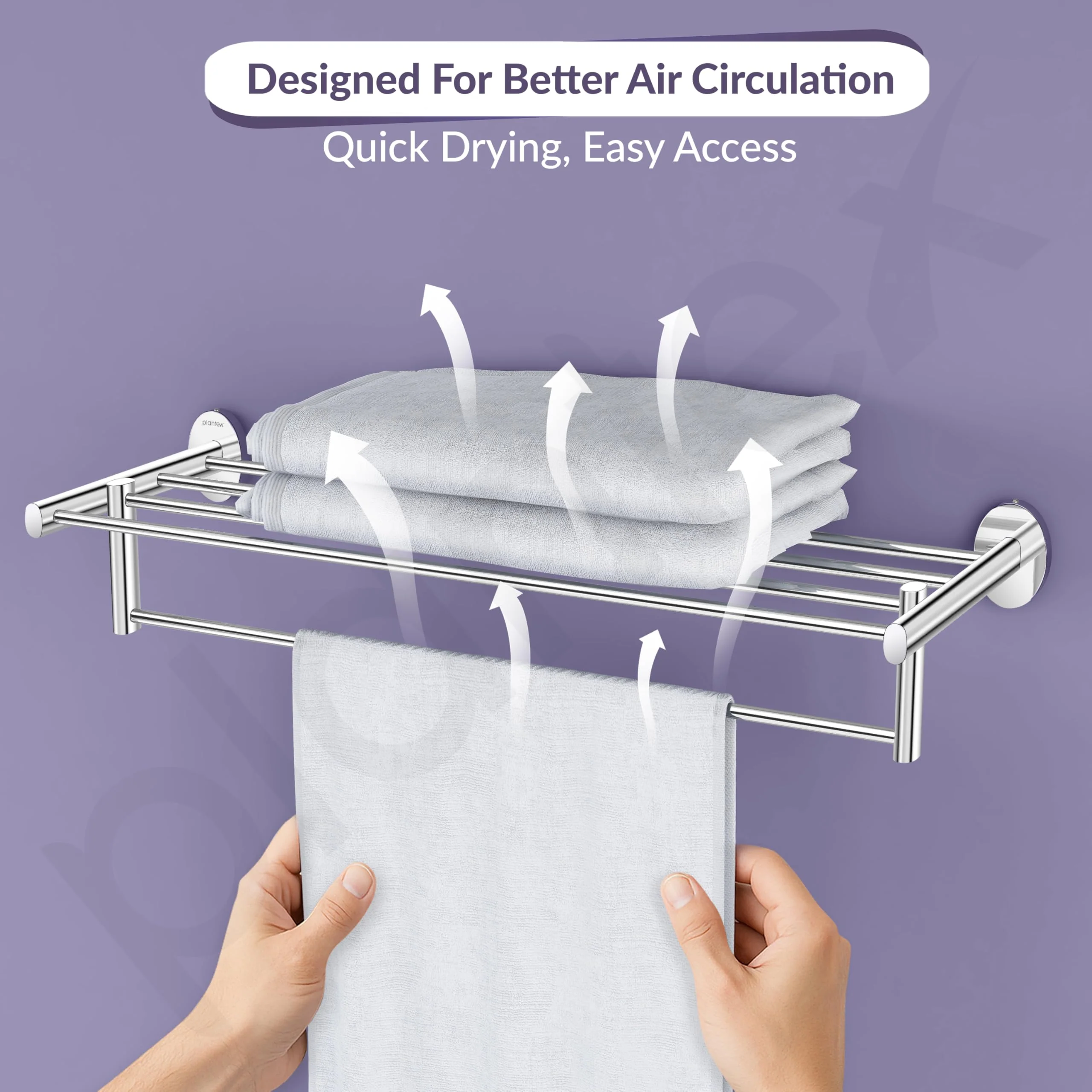 Plantex 304 Grade Stainless Steel 24 Inches Long Towel Rack/Towel Hanger for Bathroom/Towel Bar/Bathroom Accessories - Olive (Chrome) - Image 6