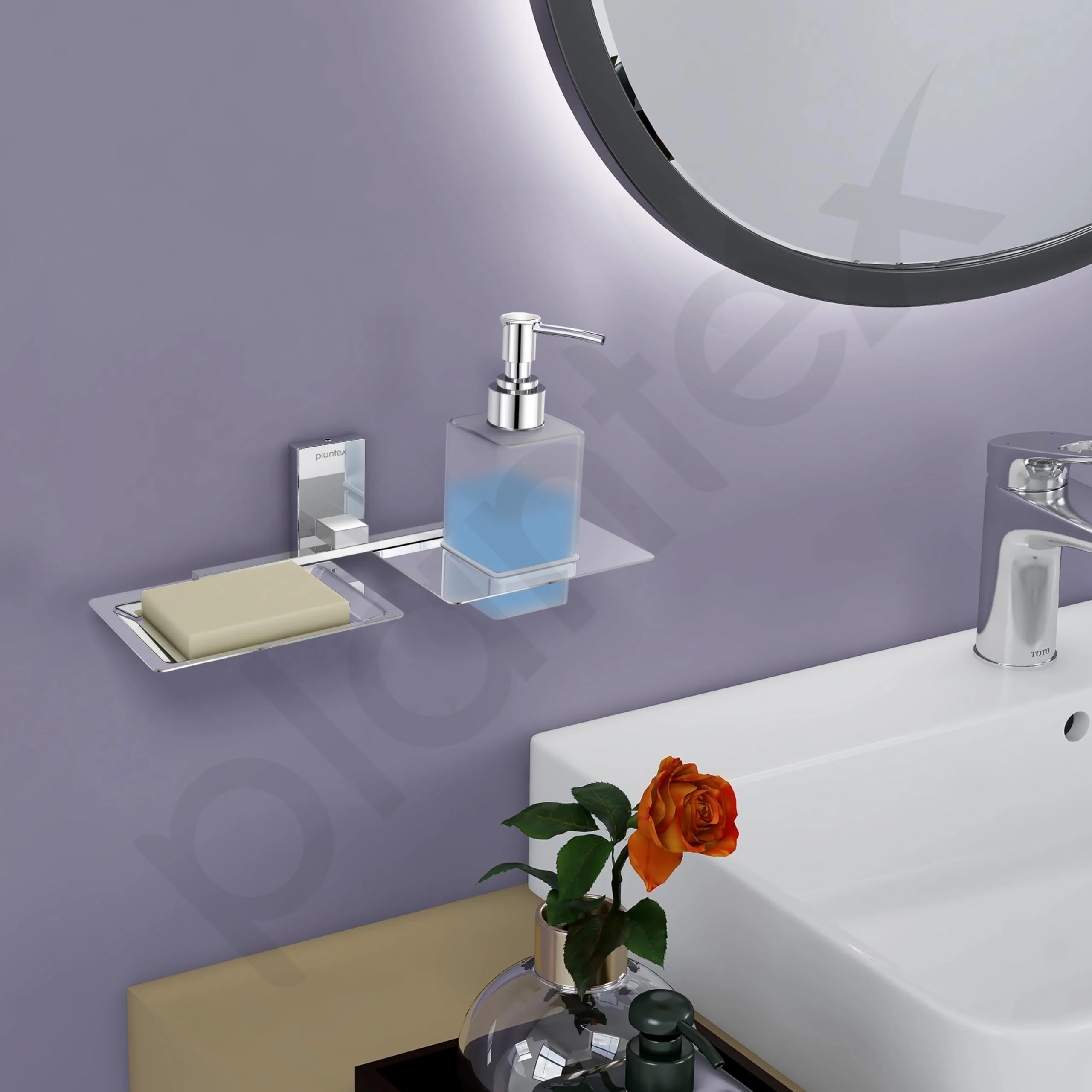 Plantex 304 Grade Stainless Steel 2in1 Soap Holder with Soap Dispenser/Soap Dish/Soap Dispenser/Bathroom Accessories - Chrome - Image 2