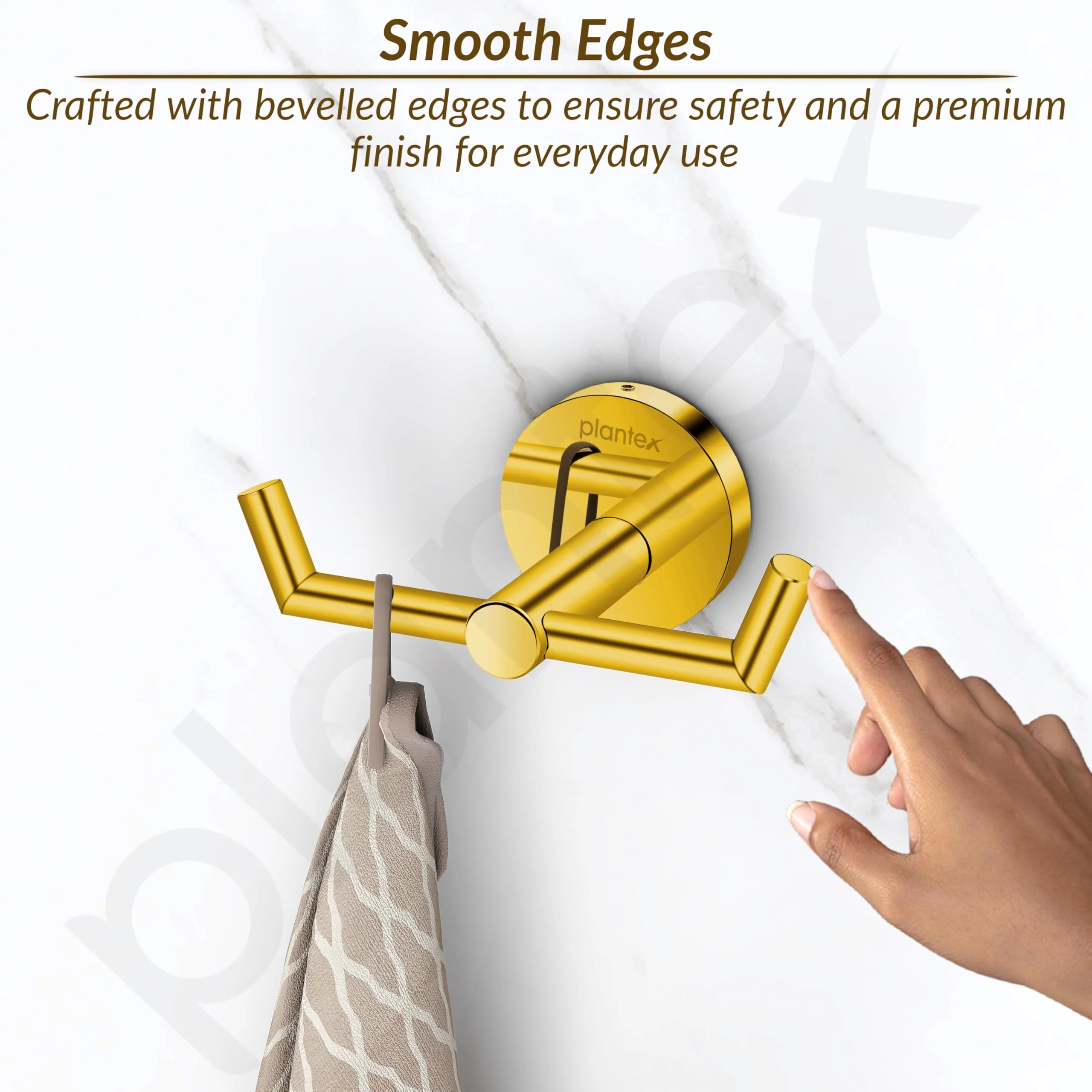 Plantex 304 Grade Stainless Steel Bathroom Hooks for Hanging Towel and Clothes in Bathroom/Washroom - Oreo (Gold) - Image 7