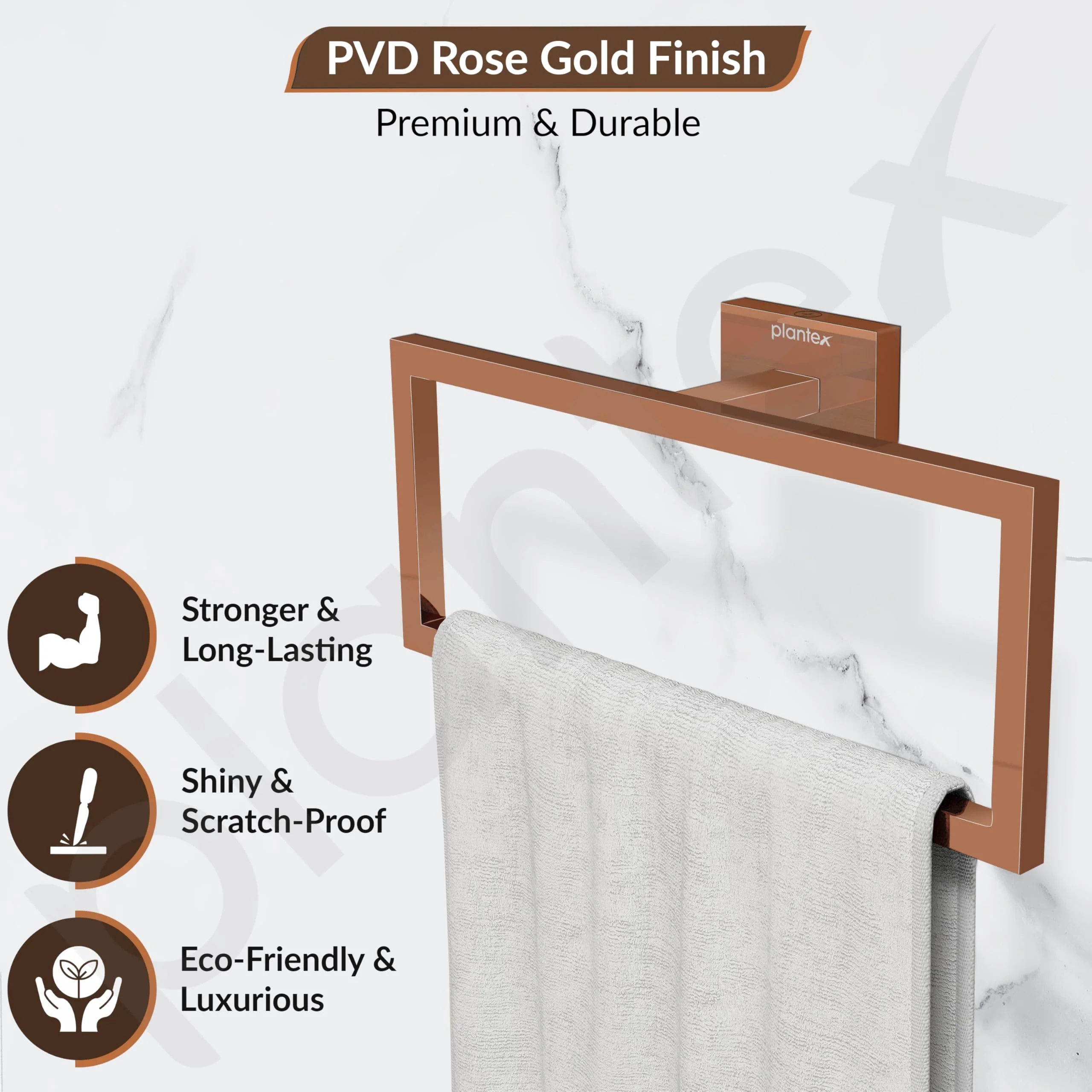 Plantex 304 Grade Stainless Steel Compact Napkin Hanger/Holder for Wash Basin Hand Towel Holder for Bathroom Accessroies - Benz (Rose Gold) - Image 3
