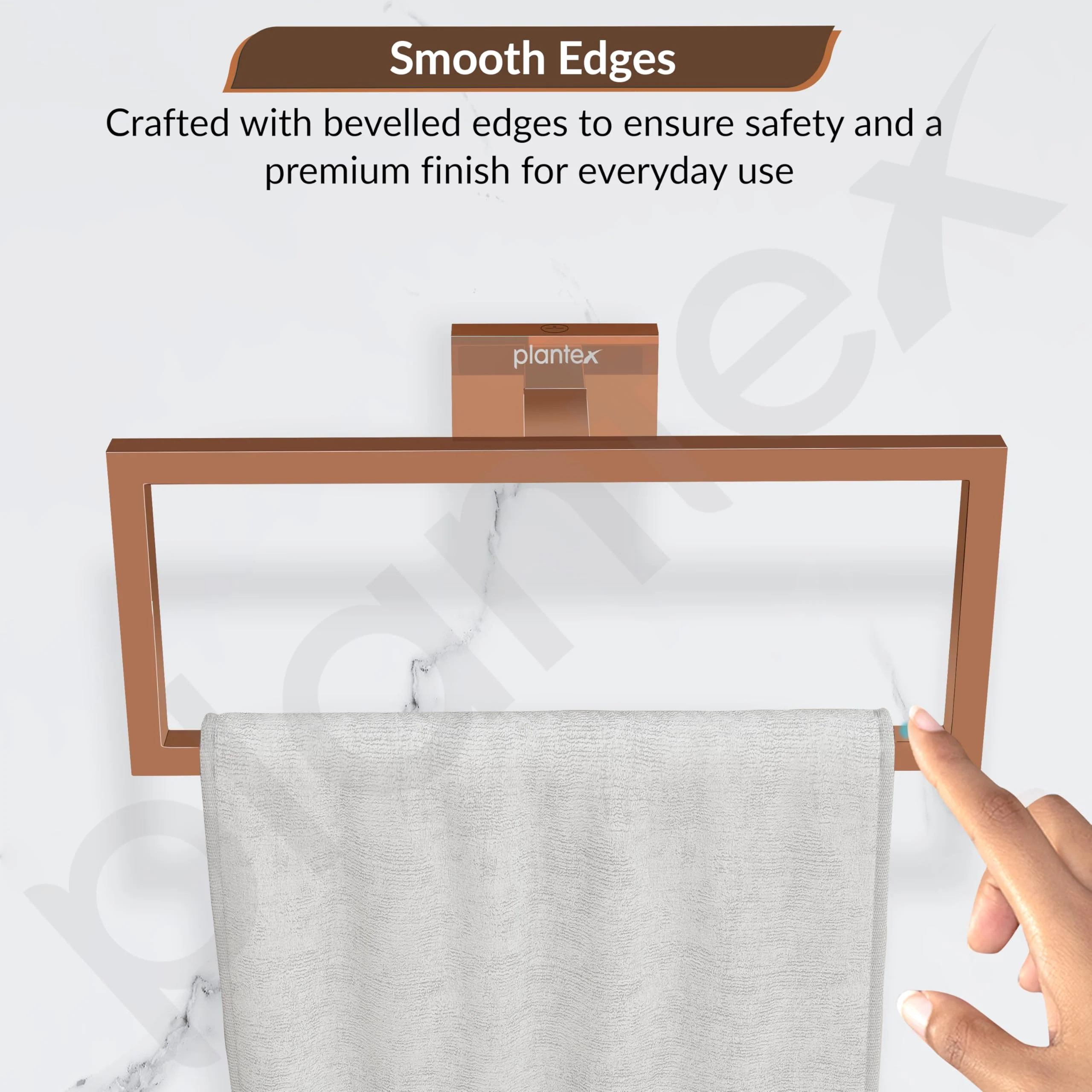 Plantex 304 Grade Stainless Steel Compact Napkin Hanger/Holder for Wash Basin Hand Towel Holder for Bathroom Accessroies - Benz (Rose Gold) - Image 7