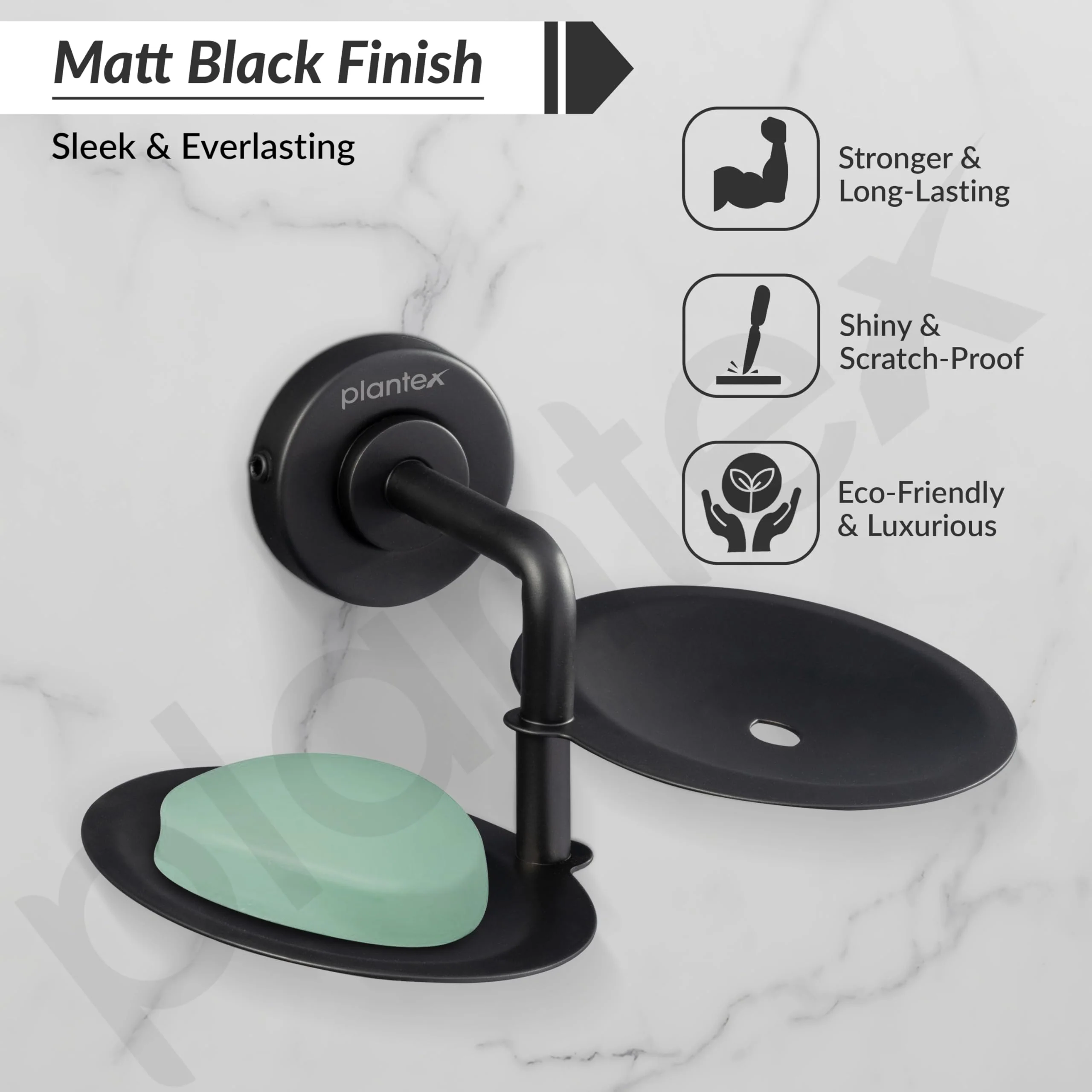 Plantex 304 Grade Stainless Steel Double Soap Holder/Soap Stand/Soap Dish for Bathroom and Wash Basin/Bathroom Accessories - Daizy (Black) - Image 3