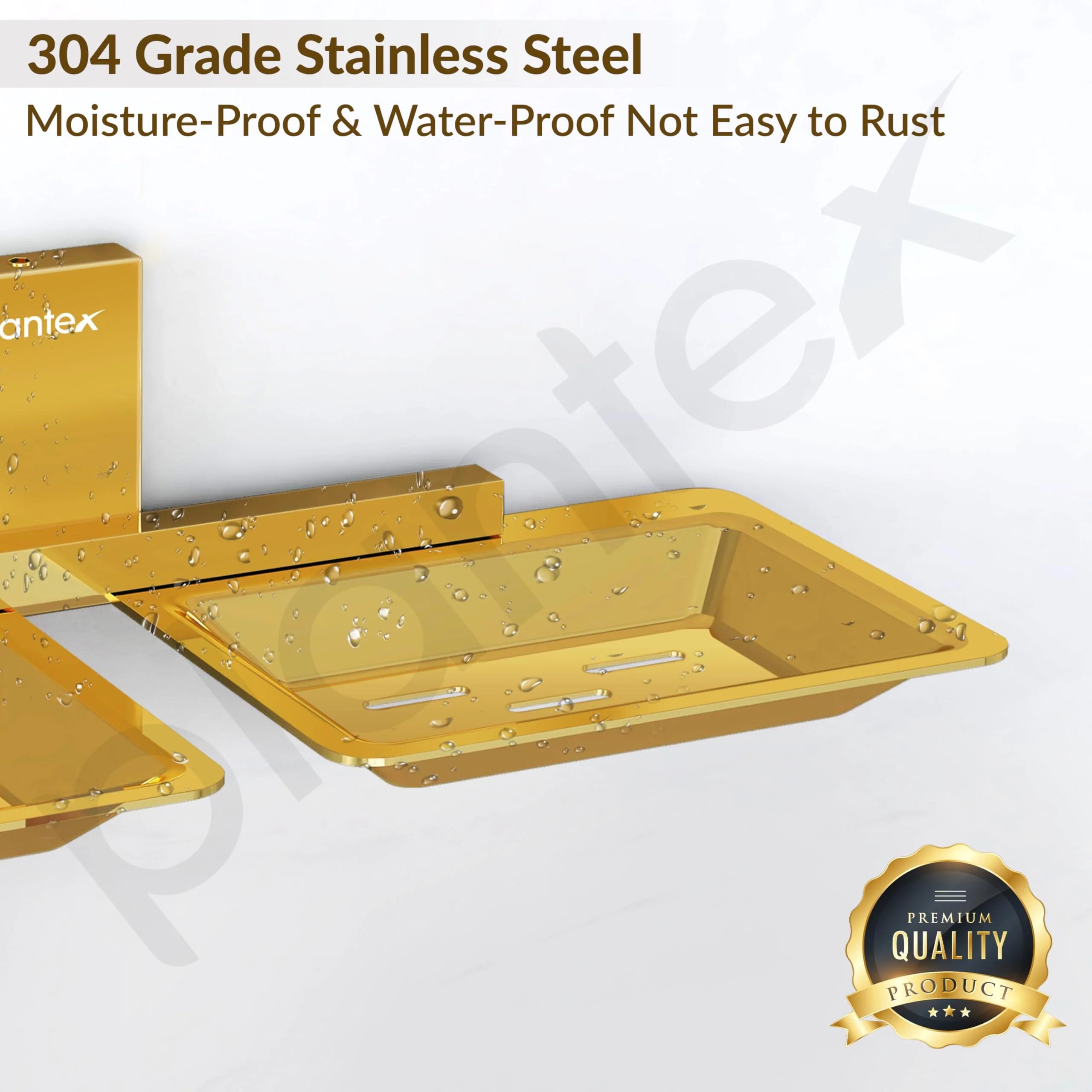 Plantex 304 Grade Stainless Steel Double Soap Stand/Dual Soap Dish/Soap Case/Soap Storage/Soap Holder for Bathroom/Bathroom Accessories - Pack of 1 (Crystal, PVD Gold) - Image 4