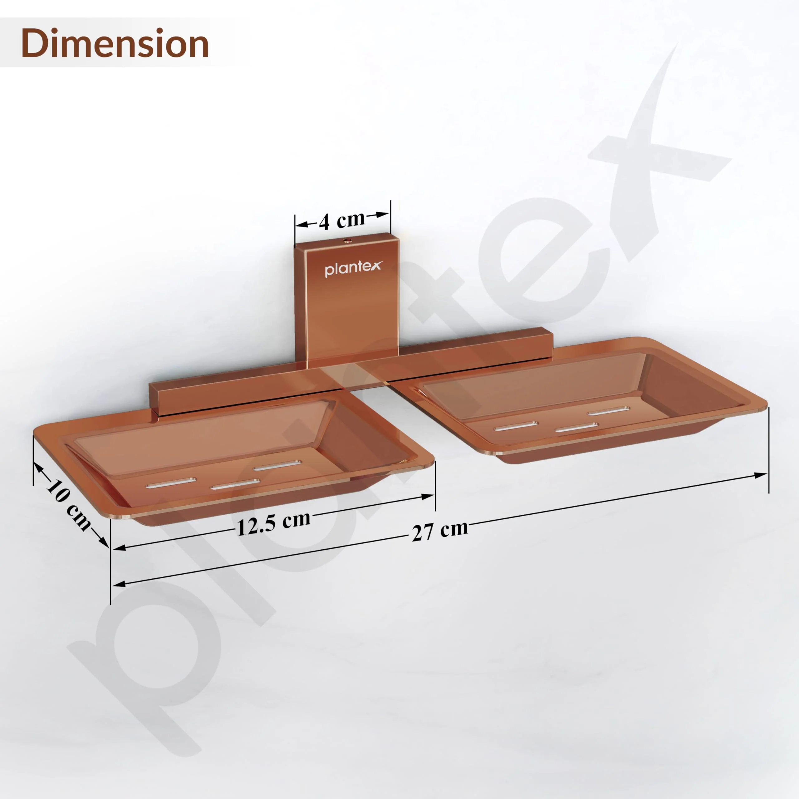 Plantex 304 Grade Stainless Steel Double Soap Stand/Dual Soap Dish/Soap Case/Soap Storage/Soap Holder for Bathroom/Bathroom Accessories - Pack of 1 (Crystal, PVD Rose Gold) - Image 3