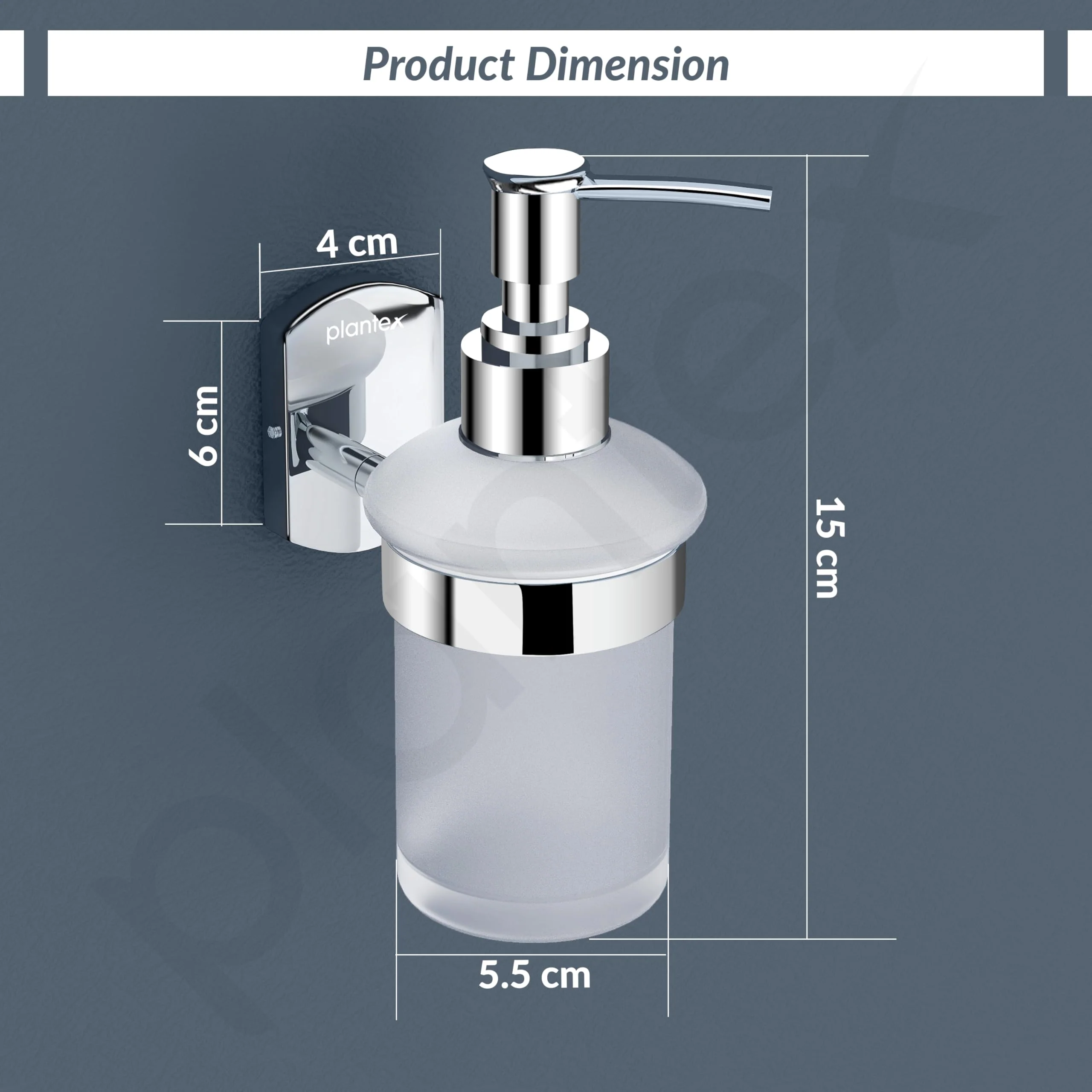 Plantex 304 Grade Stainless Steel Hand Wash Holder for Wash Basin/Liquid Soap Dispenser/Bathroom Accessories - Parv (Chrome) - Image 3