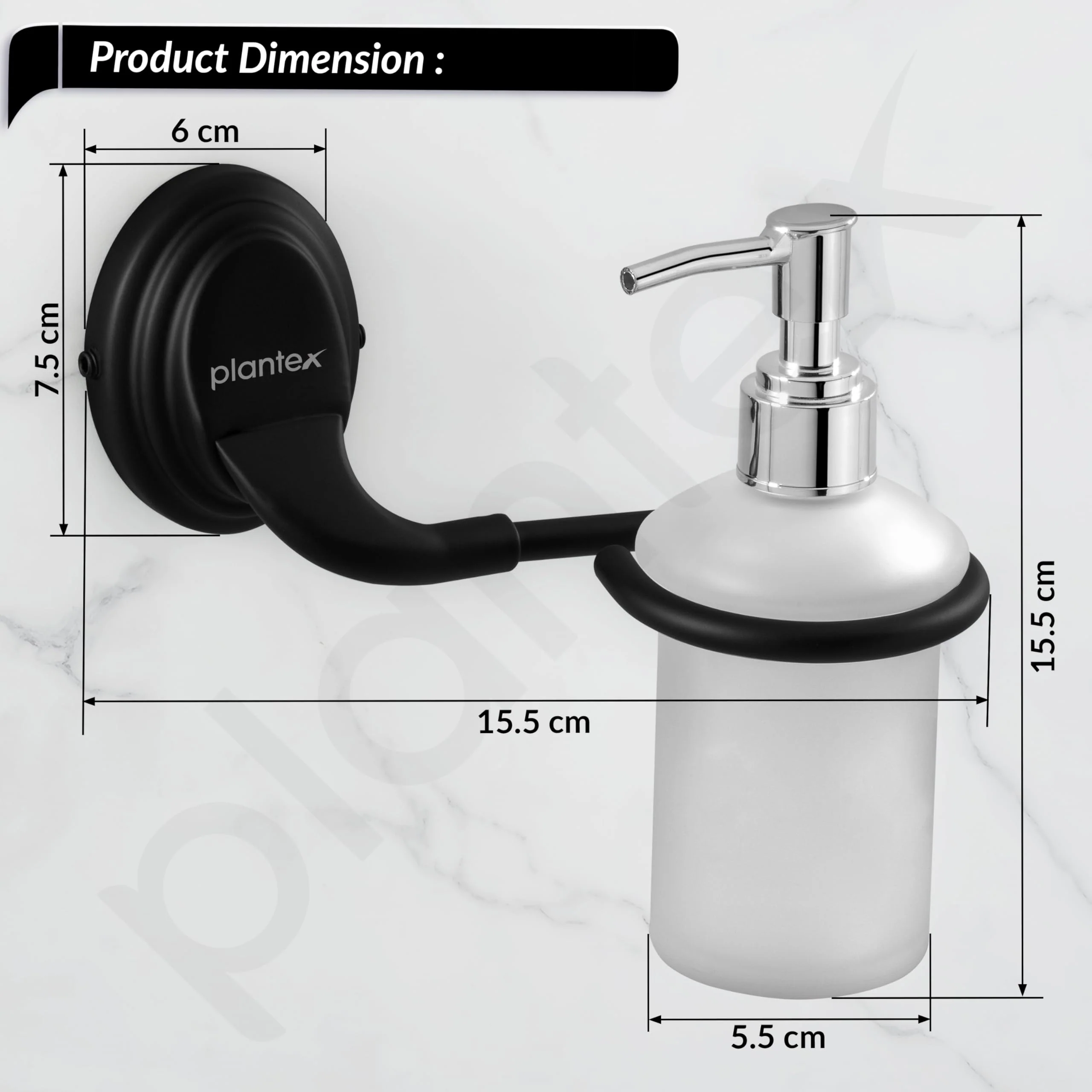 Plantex 304 Grade Stainless Steel Handwash Holder for Wash Basin Liquid Soap Dispenser Bathroom Accessories - Cubic (Black) - Image 4