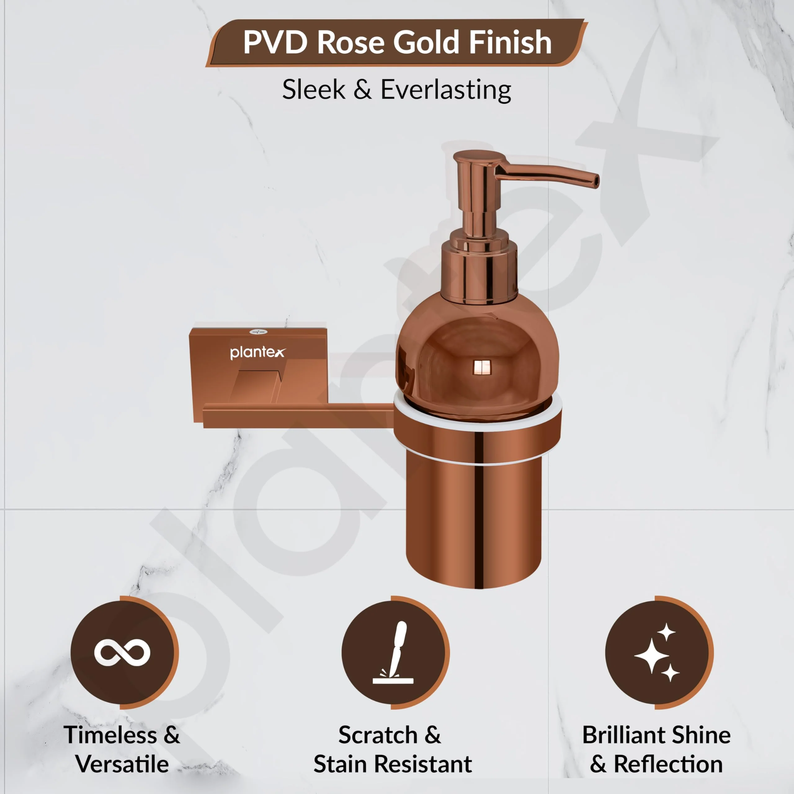Plantex 304 Grade Stainless Steel Handwash Holder for Wash Basin Liquid Soap Dispenser for Bathroom Accessories - Benz (Rose Gold) - Image 3
