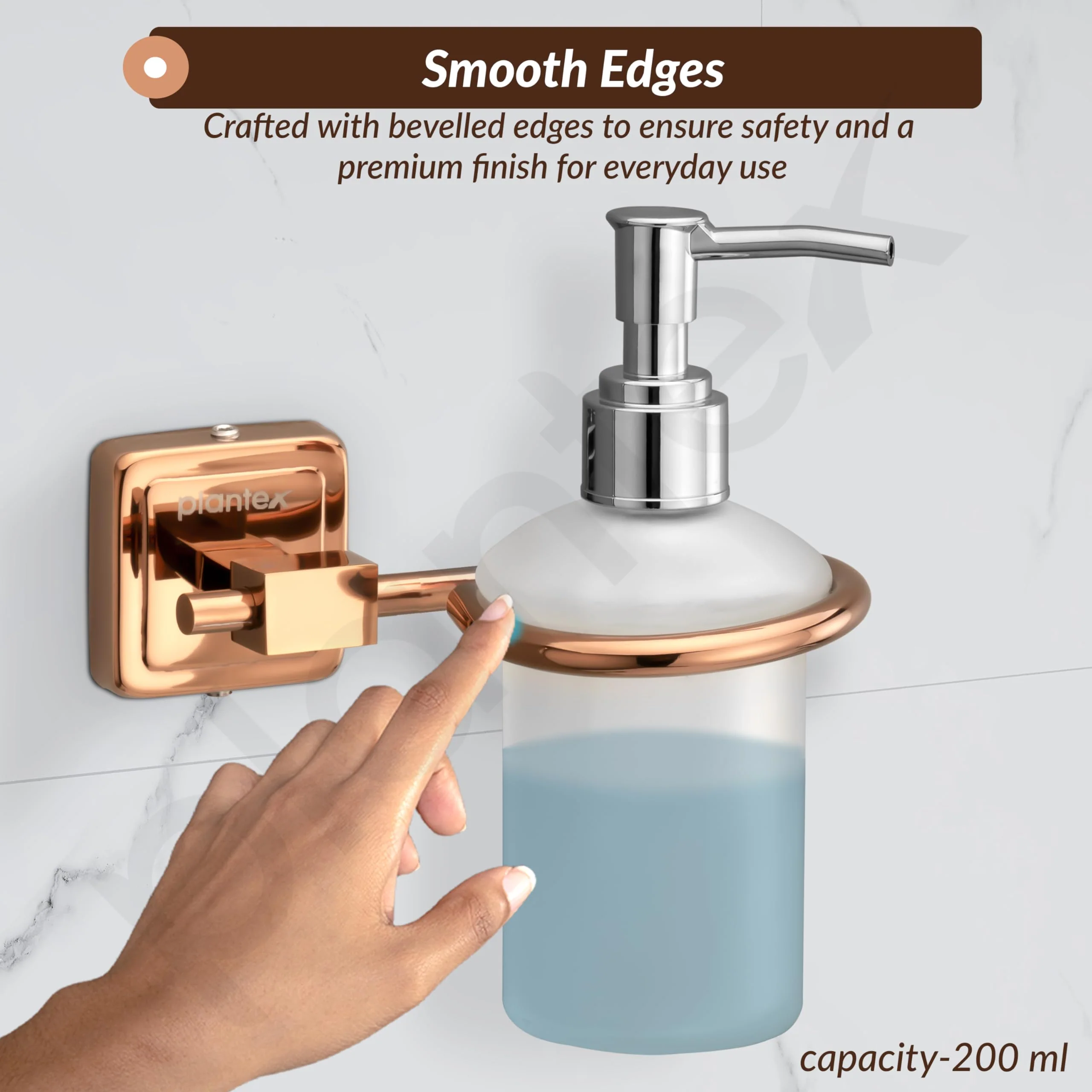 Plantex 304 Grade Stainless Steel Liquid Soap Dispenser for Kitchen/Soap Dispenser Wall Mount for Bathroom Accessories- Decan (Rose Gold) - Image 6