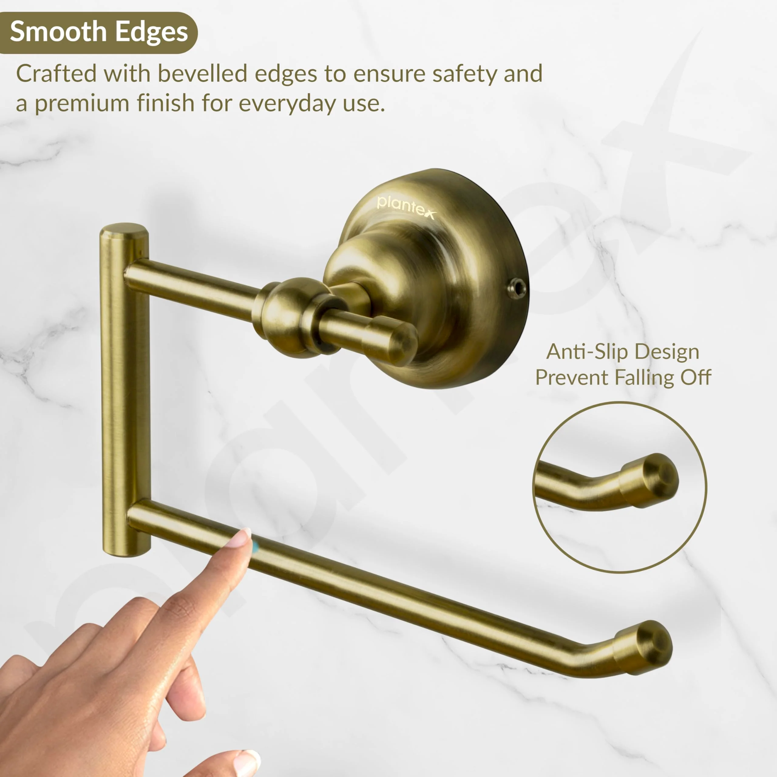 Plantex 304 Grade Stainless Steel Napkin Hanger for Wash Basin/Towel Holder for Bathroom/Towel Ring/Bathroom Accessories - Skyllo (Antique) - Image 6
