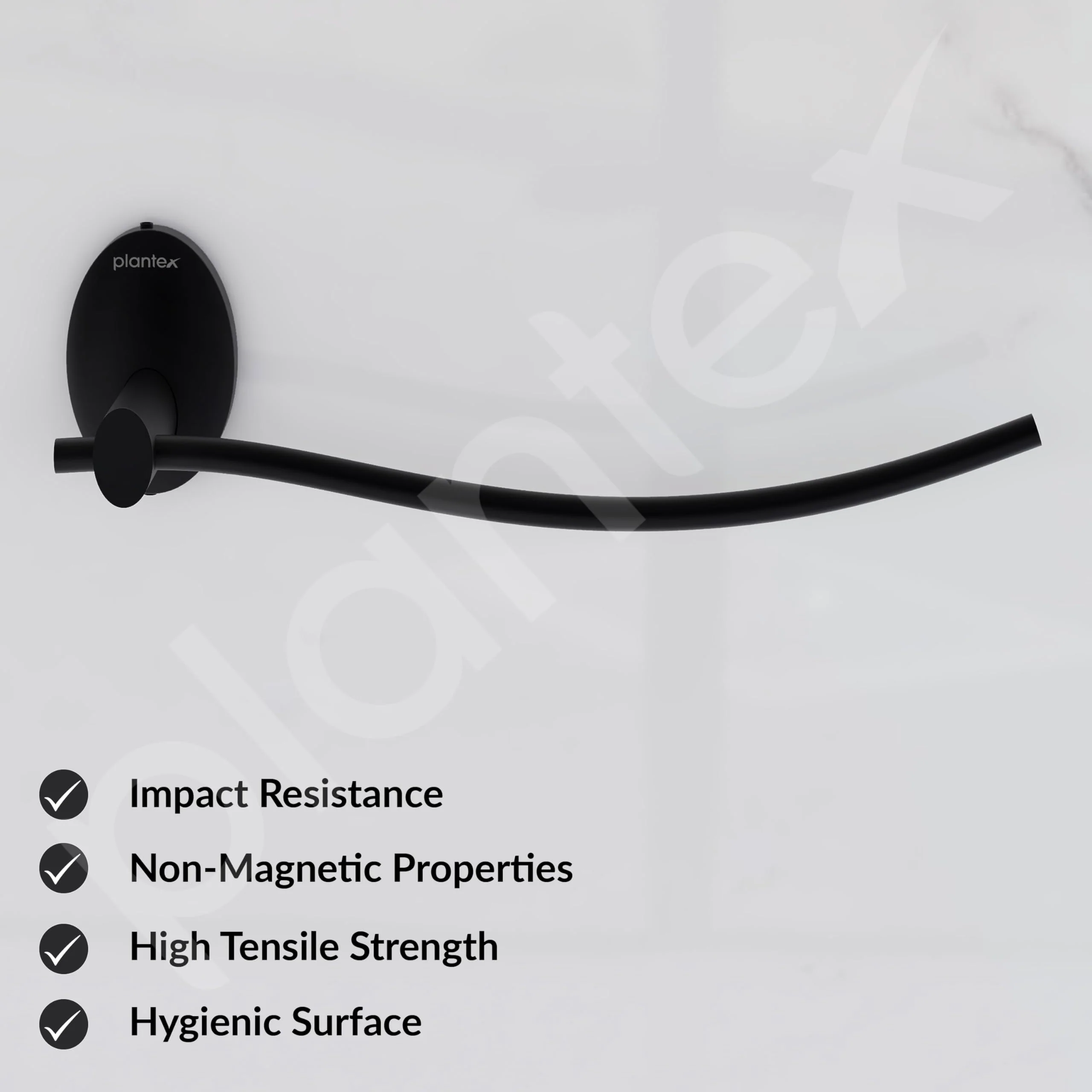 Plantex 304 Grade Stainless Steel Napkin Ring/Towel Ring/Napkin Holder/Towel Hanger/Bathroom Accessories-Powder Coated(Black) - Image 2
