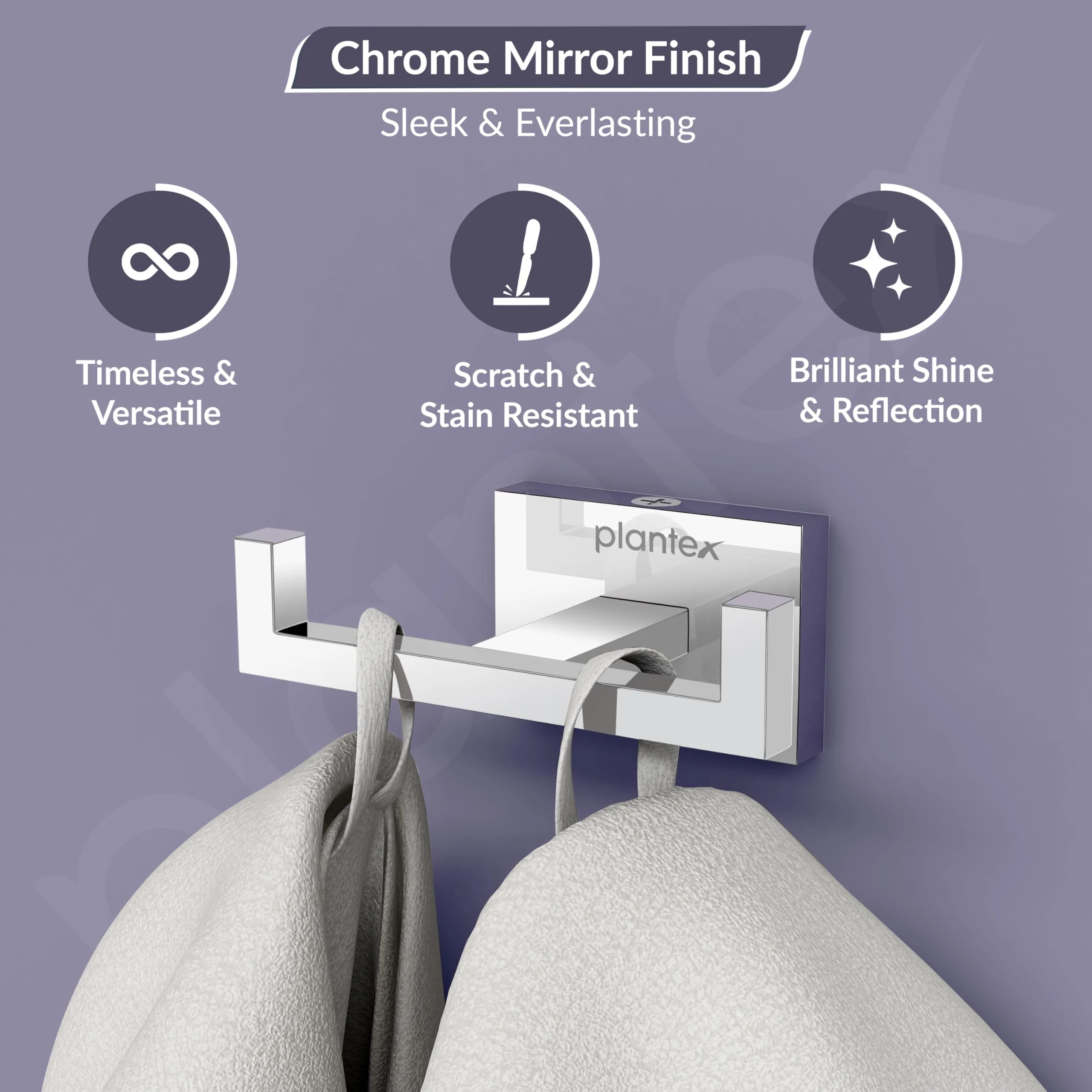 Plantex 304 Grade Stainless Steel Robe Hook/Cloth Hanger/Robe Hooks for Bathroom/Hooks for Wall/Bathroom Accessories - Chrome (Benz) - Image 3