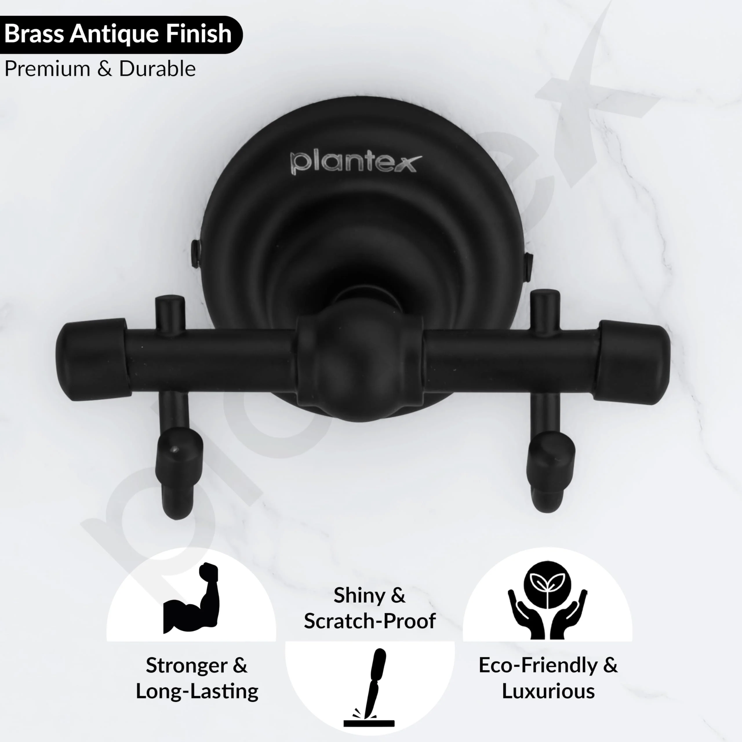 Plantex 304 Grade Stainless Steel Robe Hook/Cloth-Towel Hanger/Napkin Hanger/Bathroom Accessories - Skyllo (Black) - Image 3