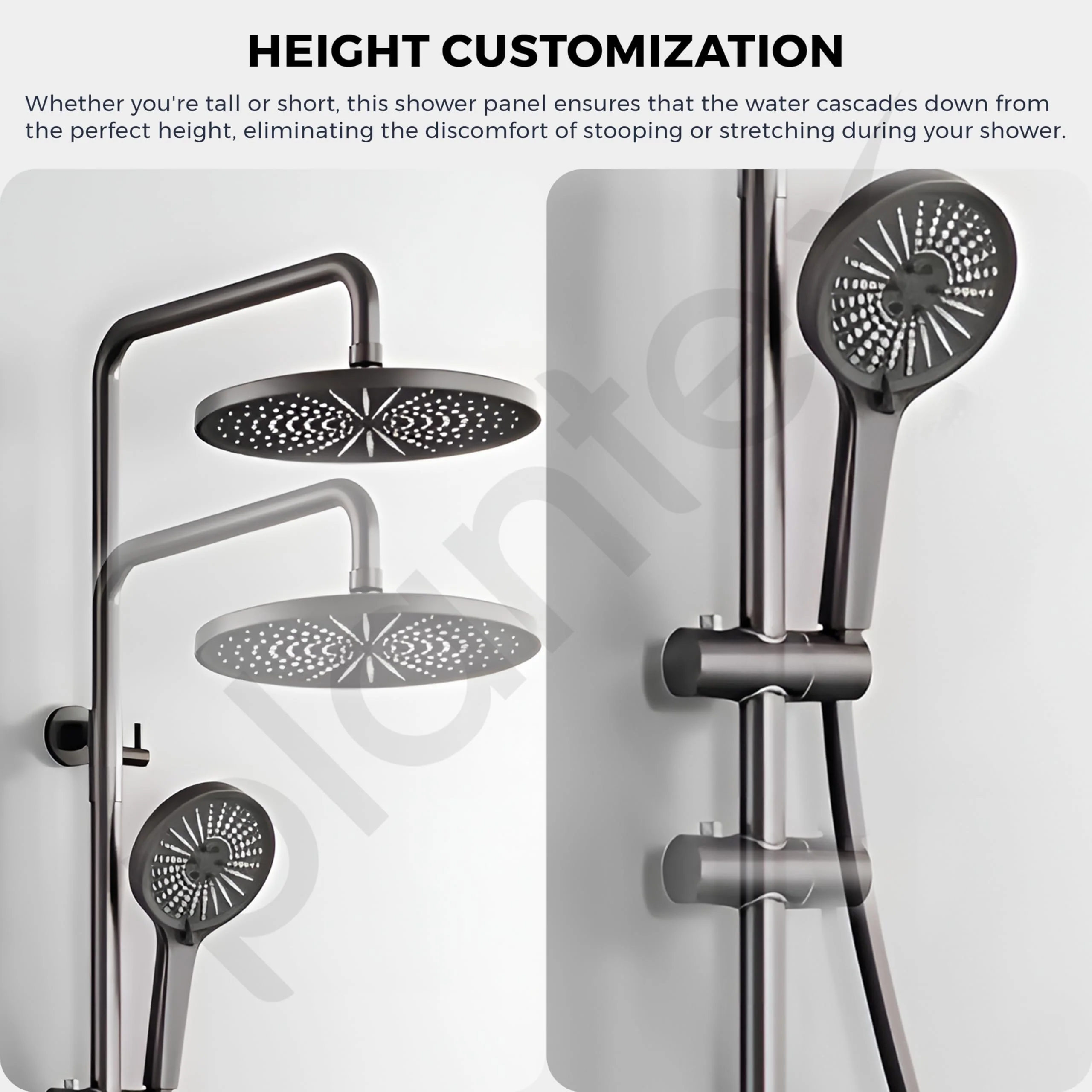 Plantex 304 Grade Stainless Steel Shower Panel for Bathroom/Modern Shower System with Head Shower/Hand Shower & Massage Spray Jet for Bathroom (Gun Metal Grey) - Image 7