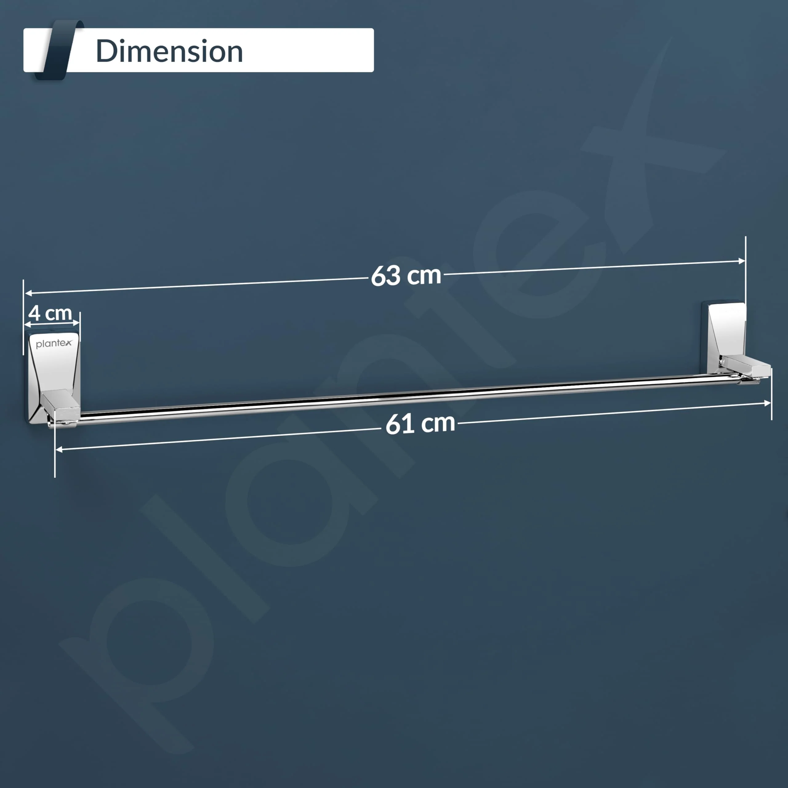 Plantex 304 Grade Stainless Steel Single Towel Rod/Towel Holder for Bathroom/Towel Rack/Bathroom Accessories, Crystal (24-inch) Chrome - Image 2