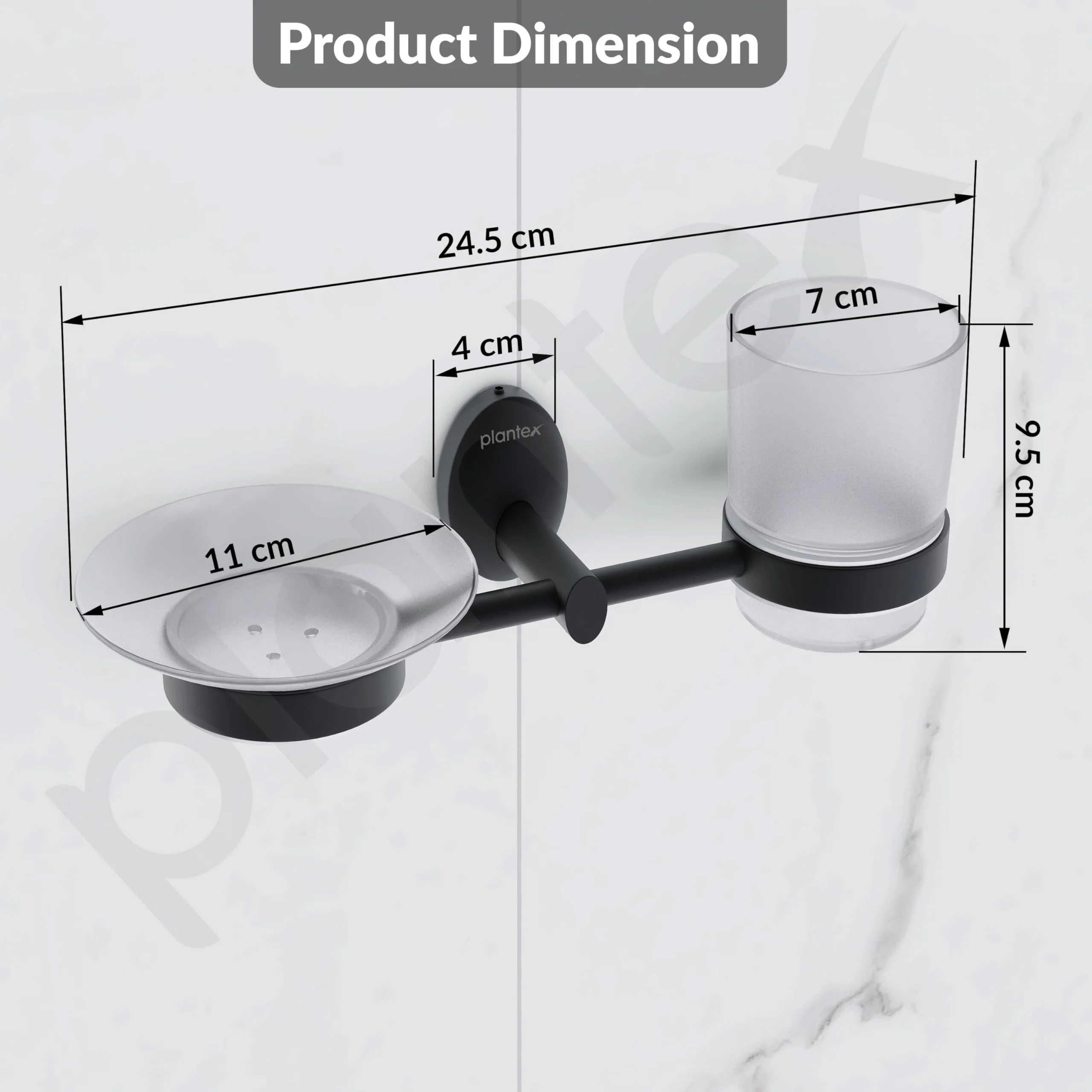 Plantex 304 Grade Stainless Steel Soap and Brush Holder Stand for Bathroom and Wash Basin/Bathroom Accessories - Oreva (Black) - Image 3