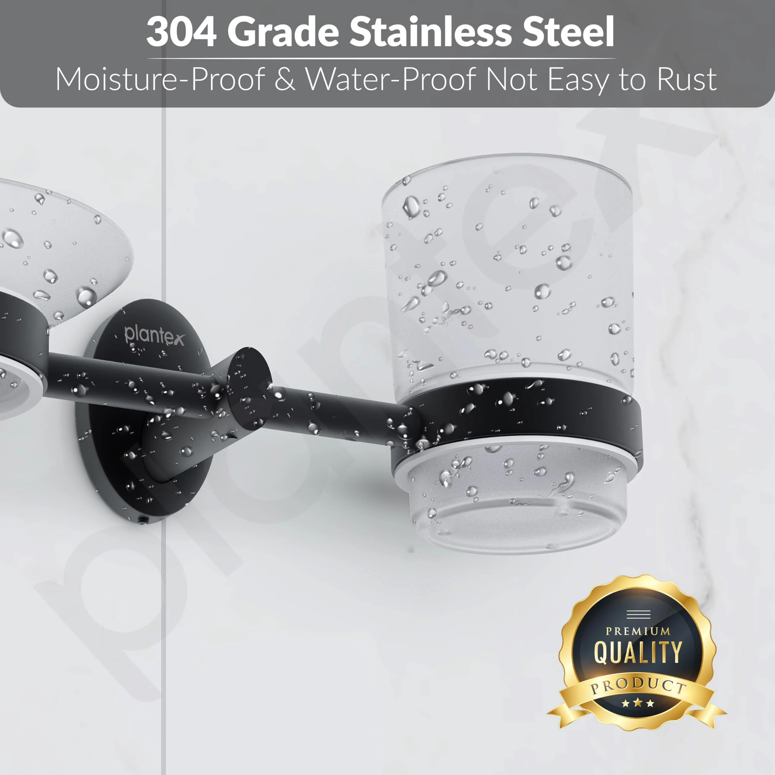 Plantex 304 Grade Stainless Steel Soap and Brush Holder Stand for Bathroom and Wash Basin/Bathroom Accessories - Oreva (Black) - Image 4