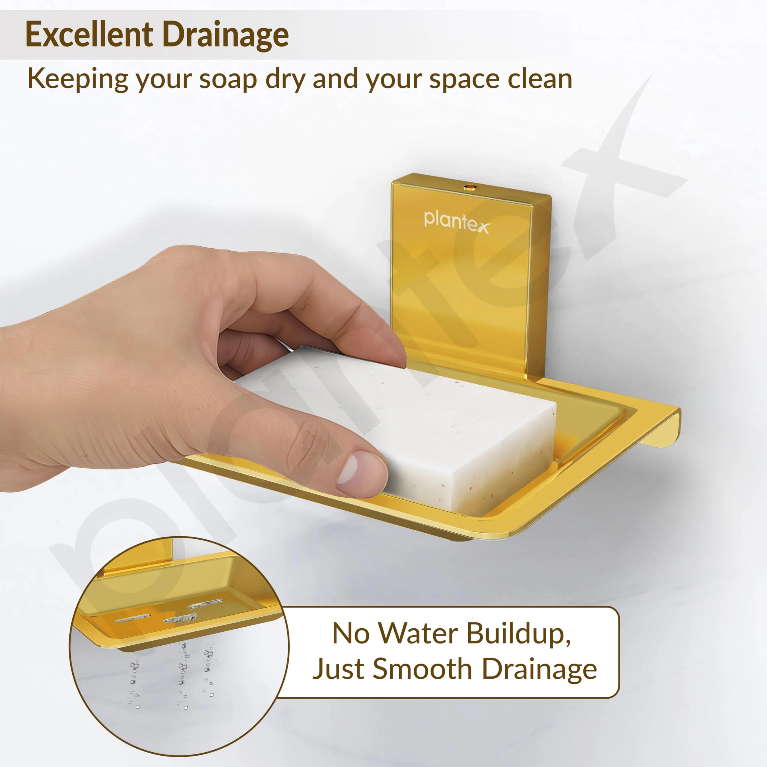 Plantex 304 Grade Stainless Steel Soap Dish/Soap Holder/Soap Stand/Soap Case/Soap Storage for Bathroom/Bathroom Accessories - Crystal (PVD Gold) - Image 7