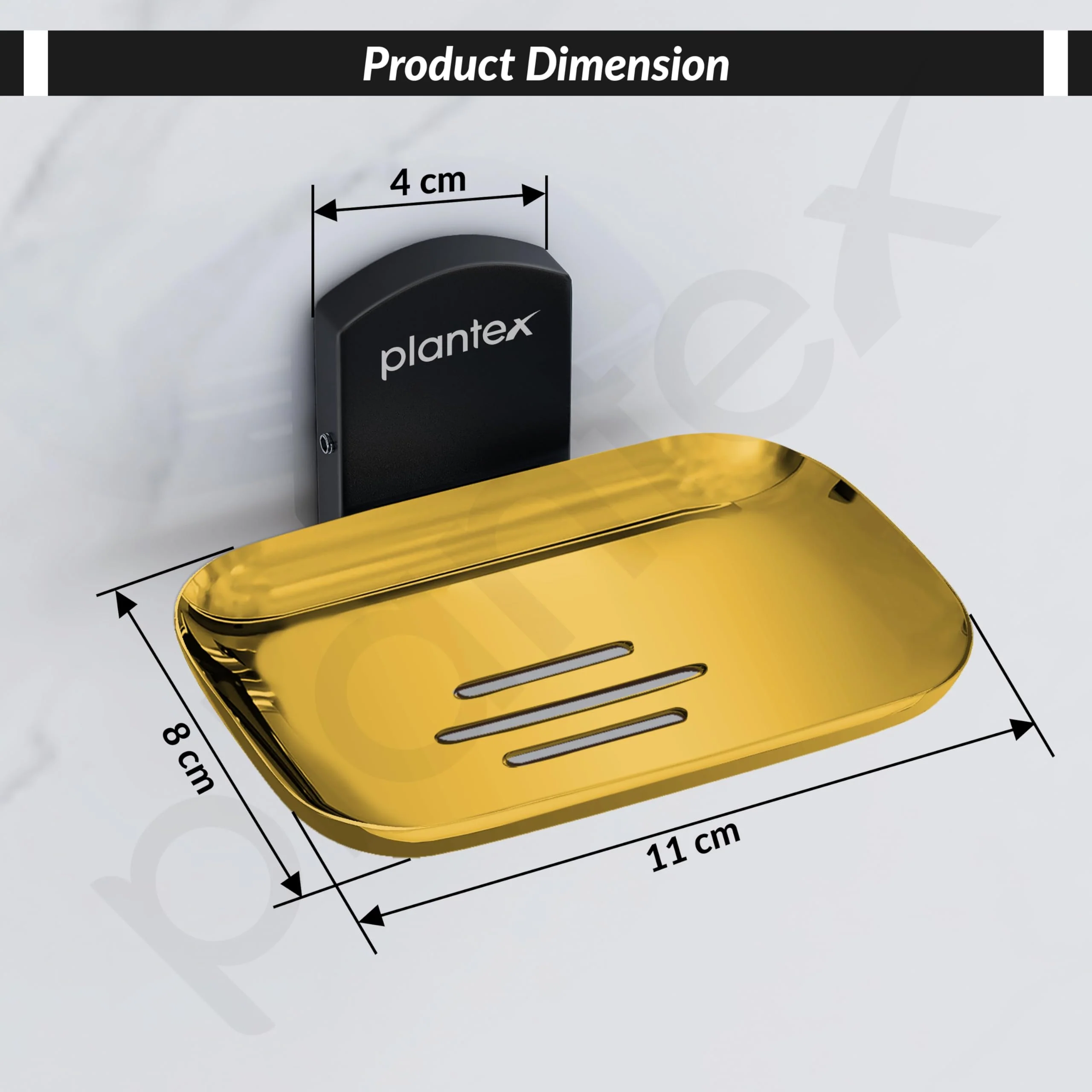 Plantex 304 Grade Stainless Steel Soap Holder for Bathroom/Soap Dish for Washbasin/Soap Stand for Bathroom Wall/Bathroom Accessories - Parv (Gold & Black) - Image 5