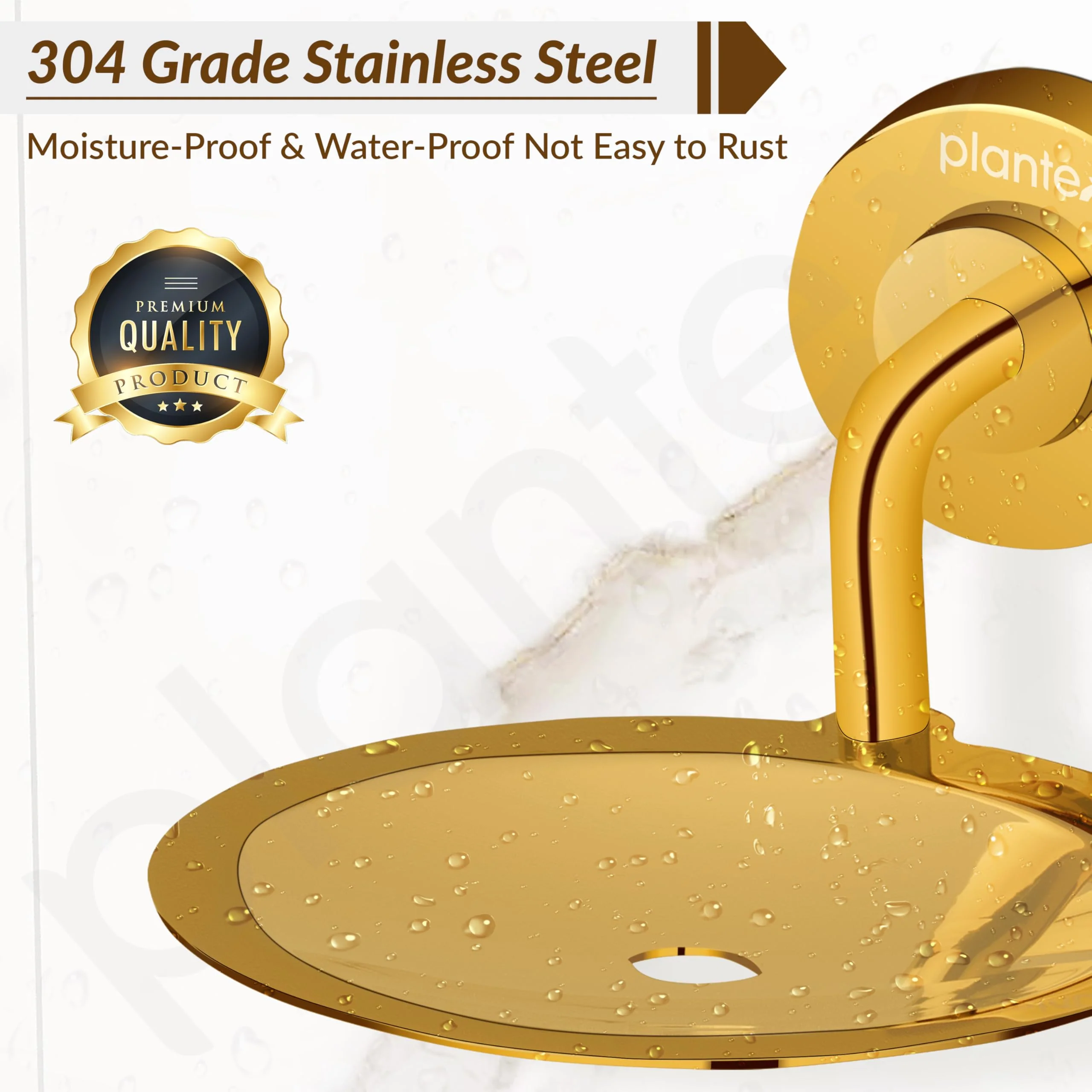 Plantex 304 Grade Stainless Steel Soap Holder for Bathroom Wall - Soap Stand/Dish/Accessories - Daizy (Golden) - Image 5