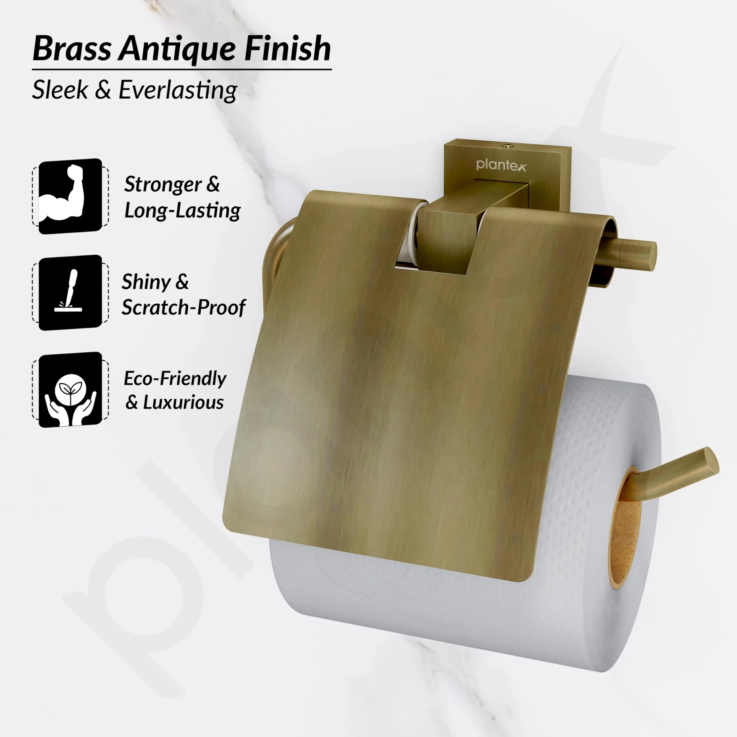Plantex 304 Grade Stainless Steel Tissue Paper Roll Holder/Toilet Paper Roll Holder for Bathroom Accessories - Splash (Antique) - Image 5