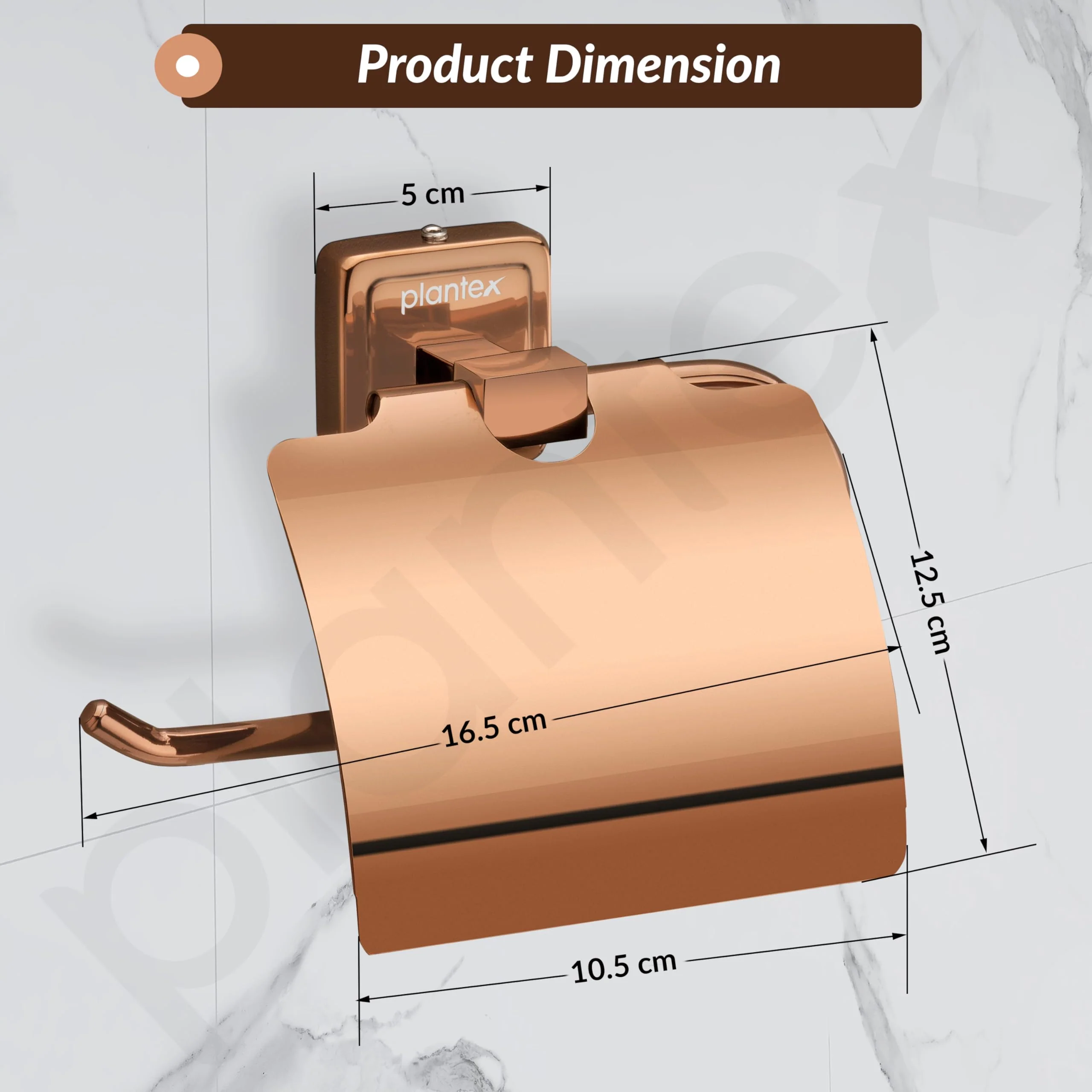 Plantex 304 Grade Stainless Steel Toilet Paper Holder/Stand for Toilet Paper Roll/Tissue Paper Holder - Decan (Rose Gold) - Image 4