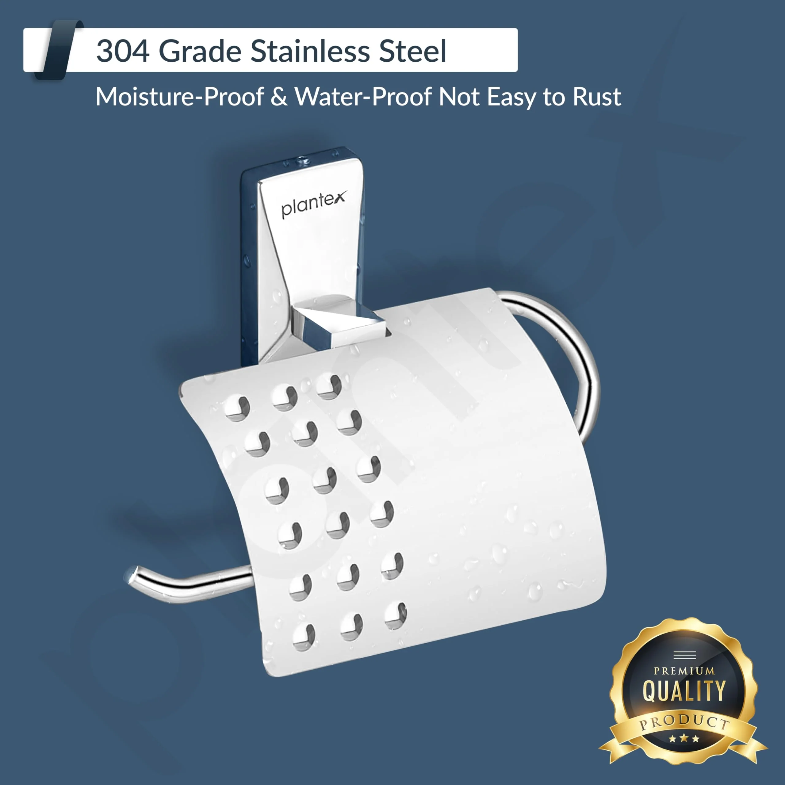 Plantex 304 Grade Stainless Steel Toilet Paper Holder/Tissue Paper Roll Holder for Bathroom - Crystal (Chrome) - Image 6