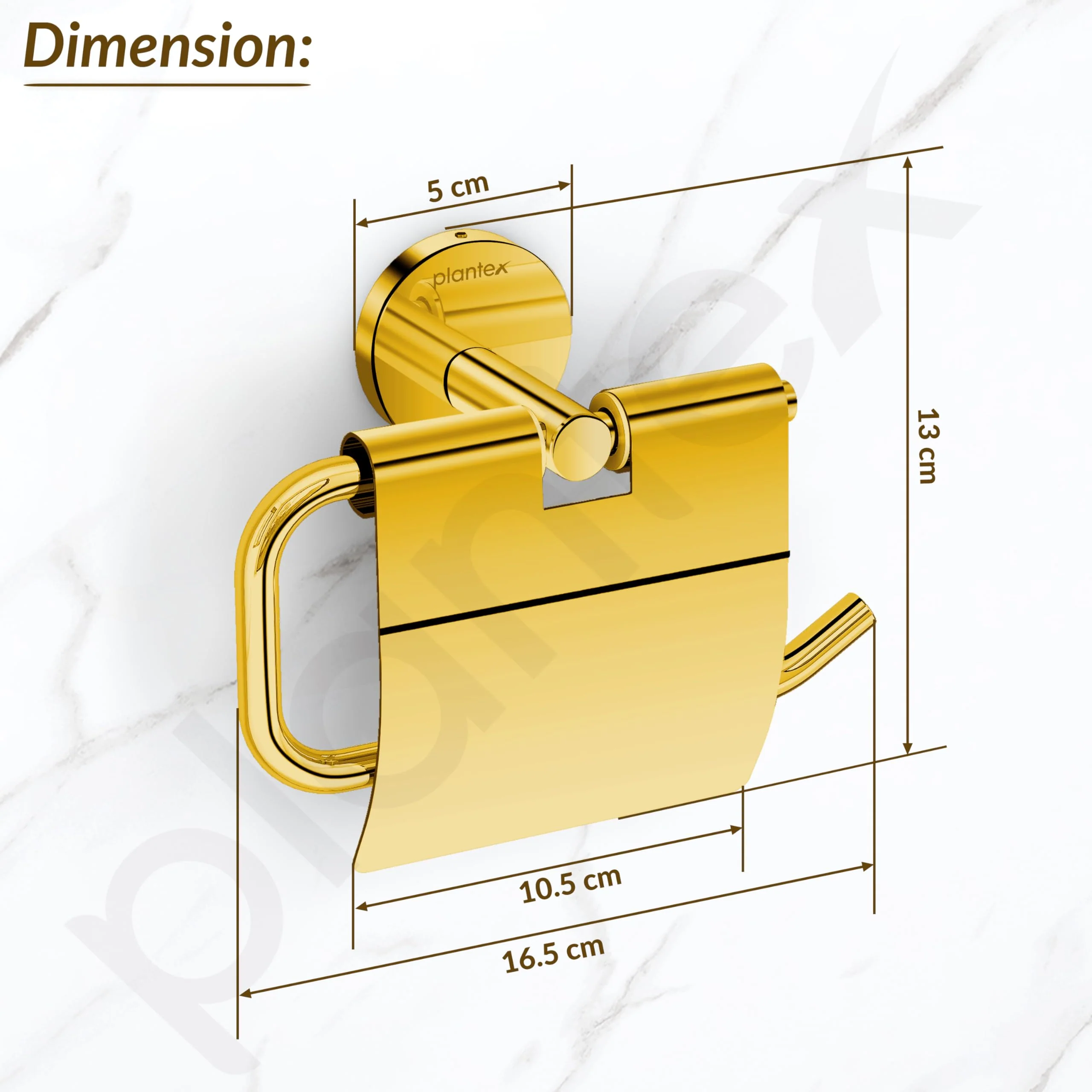 Plantex 304 Grade Stainless Steel Toilet Paper Roll Holder for Bathroom/Toilet Paper Holder/Tissue Paper Roll Holder for Bathroom Accessories - Oreo (Gold) - Image 3