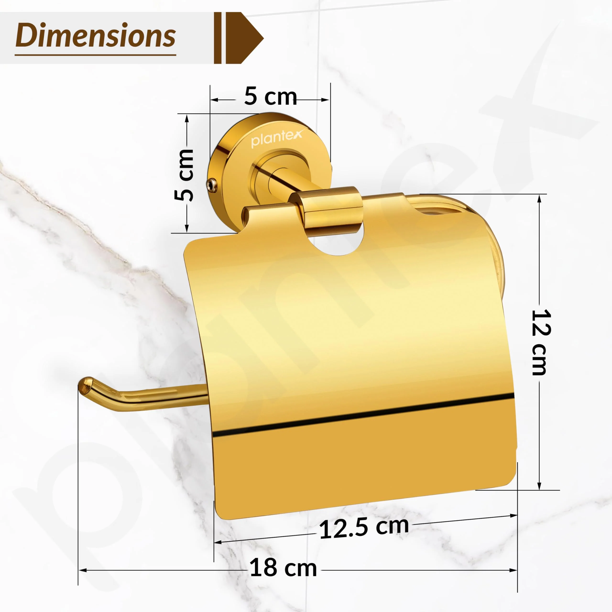 Plantex 304 Grade Stainless Steel Toilet Paper Roll Holder/Tissue Paper Holder/Bathroom Tissue Holder/Bathroom Accessories - Daizy (Golden) - Image 4