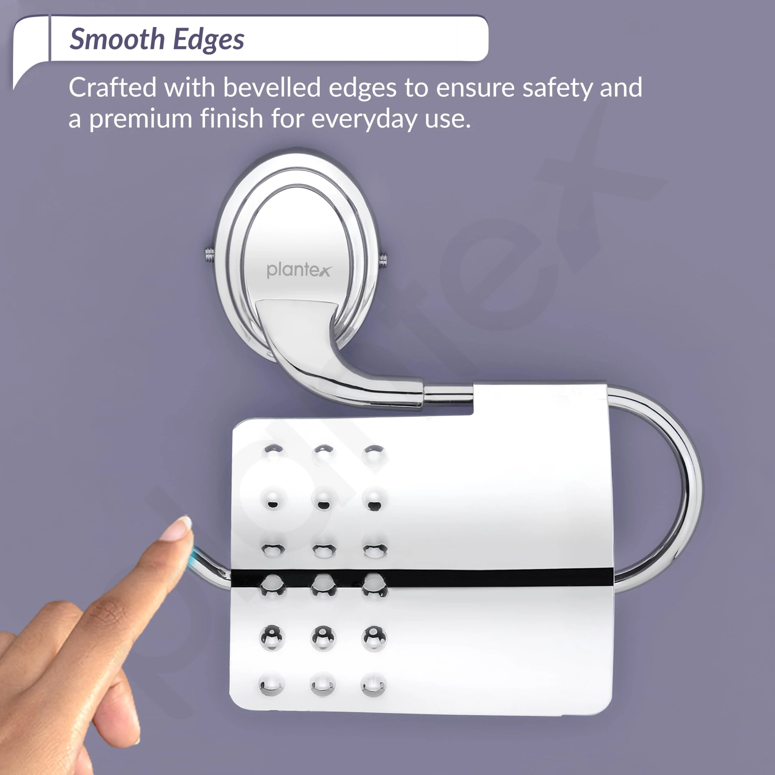 Plantex 304 Grade Stainless Steel Toilet Paper Roll Holder/Toilet Paper Holder in Bathroom/Kitchen/Bathroom Accessories Pack of 1, Cubic (Chrome) - Image 7
