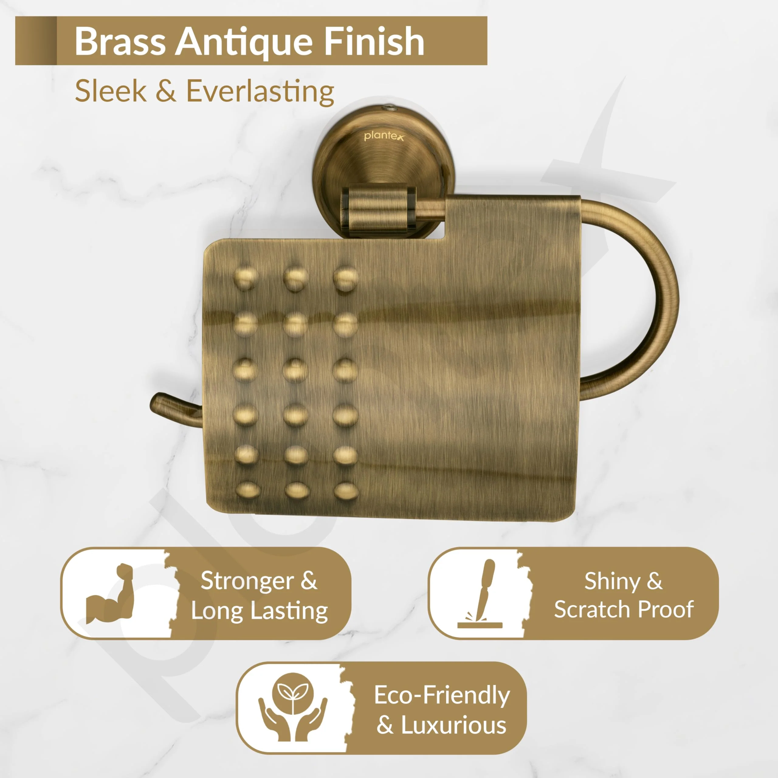 Plantex 304 Grade Stainless Steel Toilet Paper Roll Holder/Toilet Paper Holder/Tissue Paper Roll Holder for Bathroom Accessories - Niko (Brass Antique) - Image 3