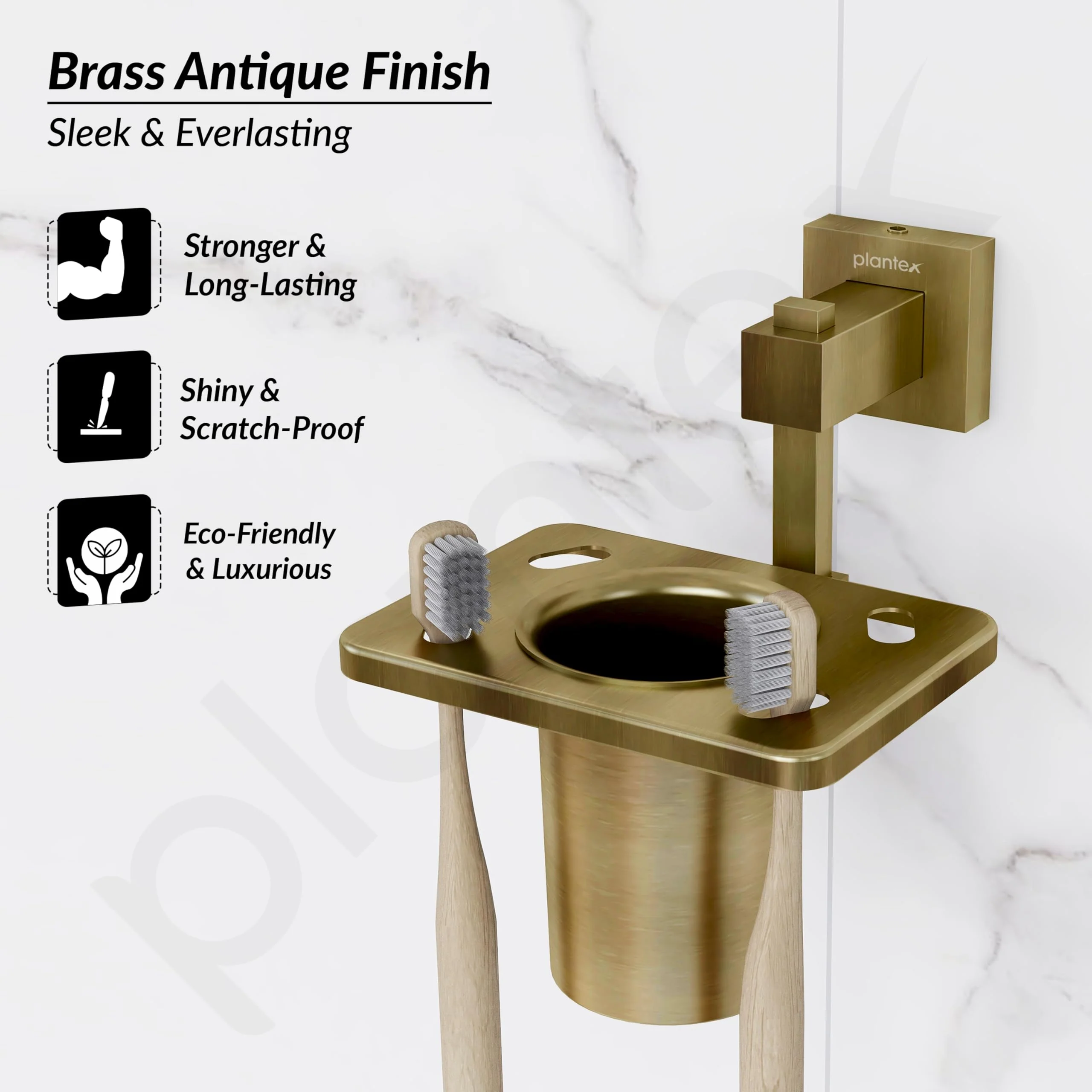 Plantex 304 Grade Stainless Steel Tooth Brush Holder/Tumbler Holder/Bathroom Accessories - Splash (Antique) - Image 5