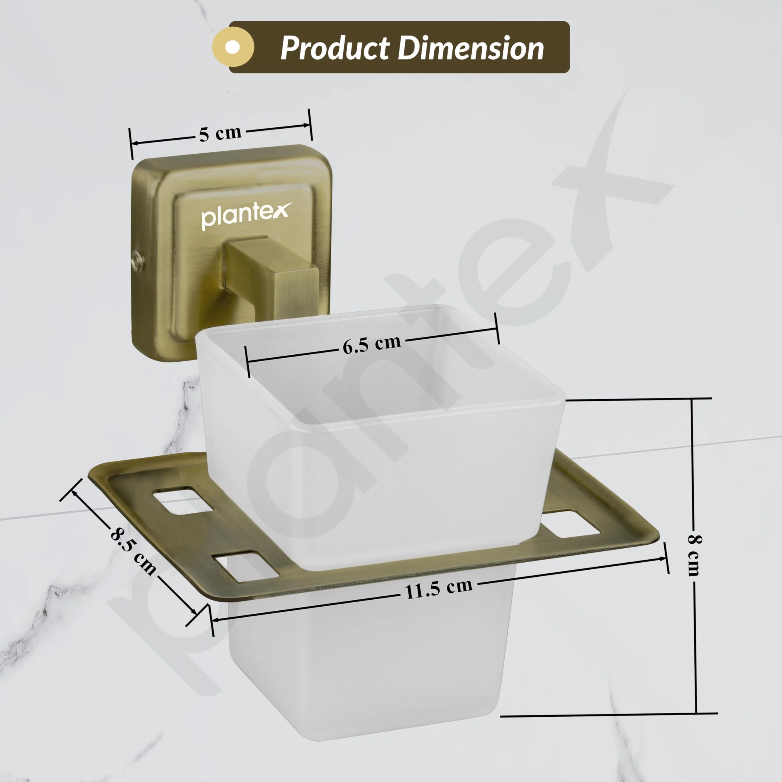 Plantex 304 Grade Stainless Steel Toothbrush Holder/Stand/Toothpaste Stand/Tumbler Holder for Bathroom - Decan (Brass Antique) - Image 4