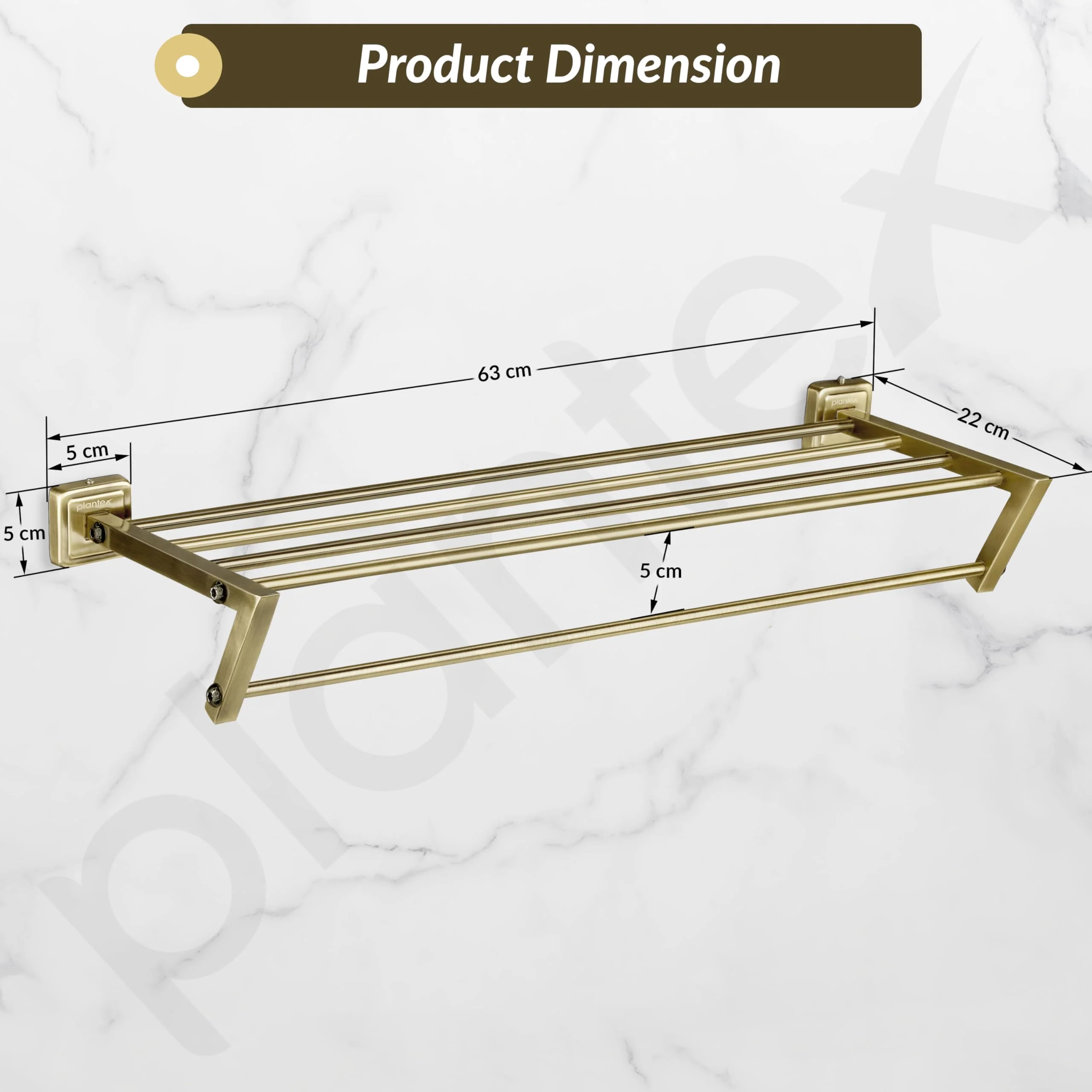 Plantex 304 Grade Stainless Steel Towel Rack for Bathroom/Towel Rod/Towel Hanger/Holder/Bathroom Accessories - Decan (Brass Antique) - Image 5
