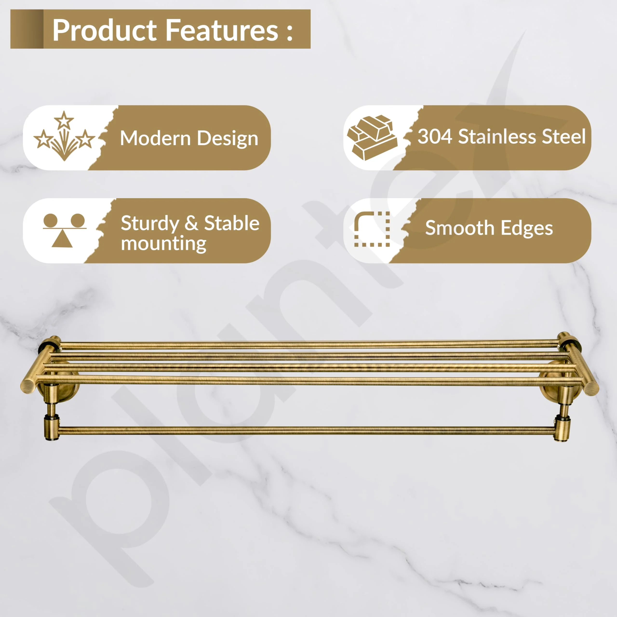 Plantex 304 Grade Stainless Steel Towel Rack for Bathroom/Towel Stand/Hanger/Bathroom Accessories - Niko (24 Inch-Antique) - Image 2