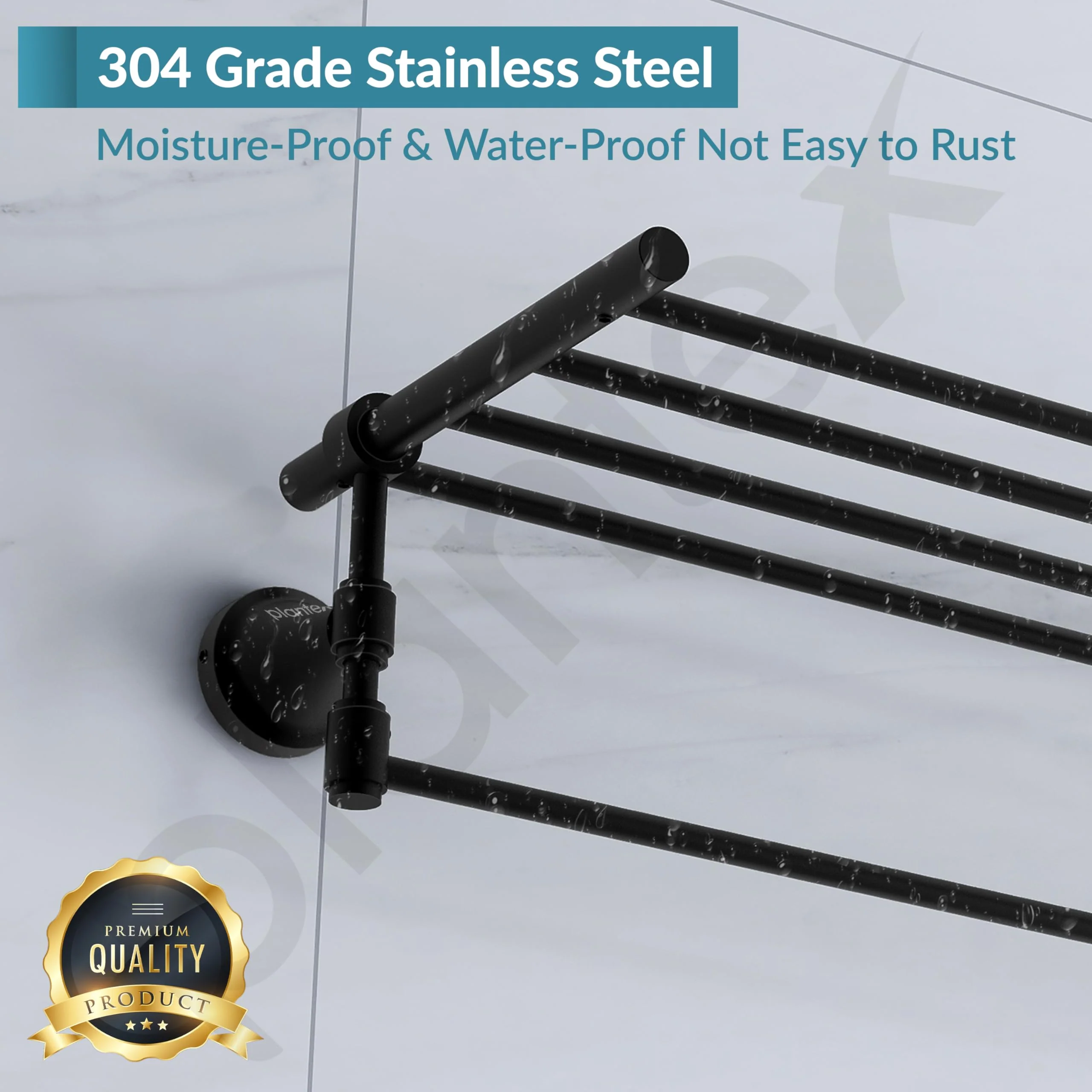 Plantex 304 Grade Stainless Steel Towel Rack for Bathroom/Towel Stand/Hanger/Bathroom Accessories - Niko (24 Inch-Black) - Image 4