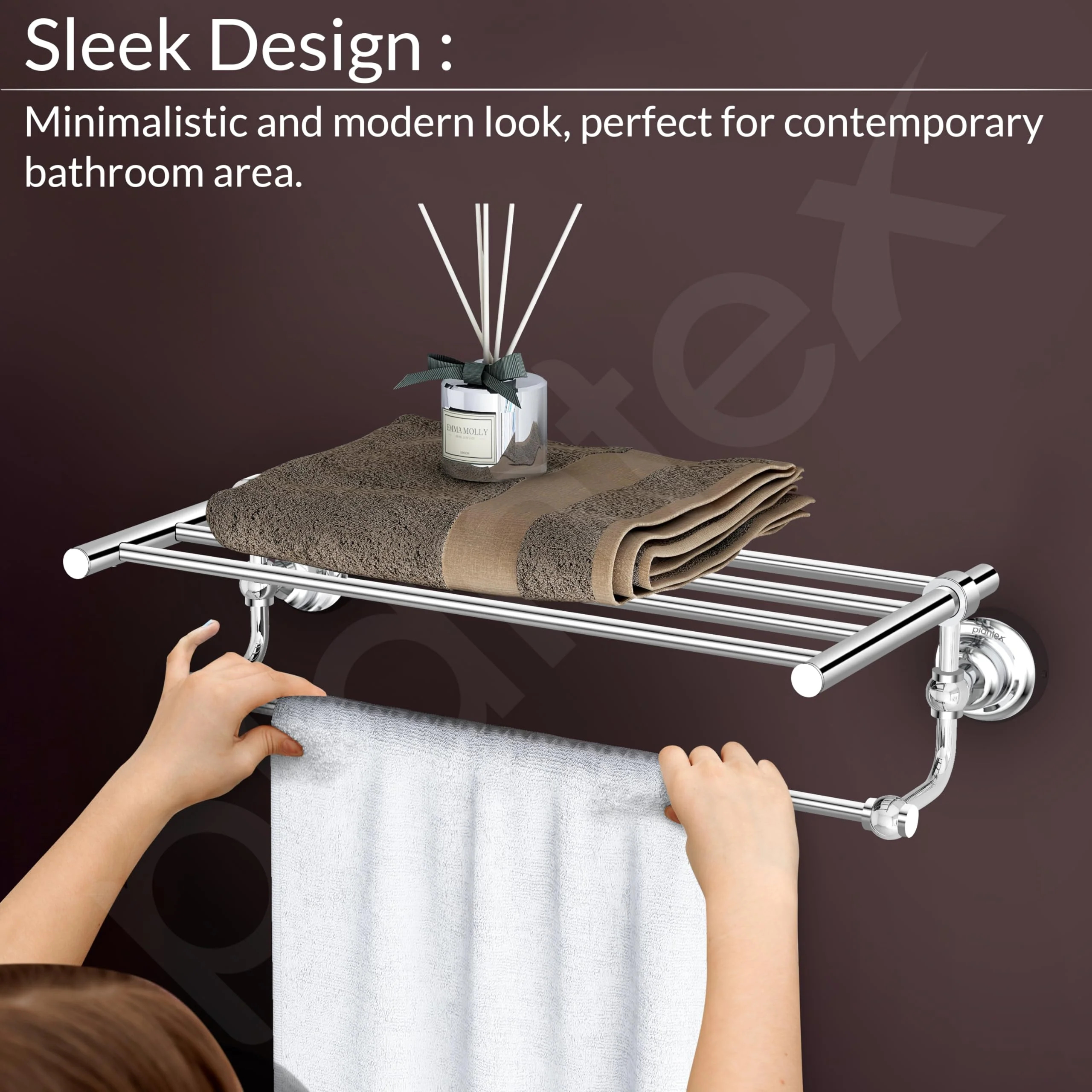 Plantex 304 Grade Stainless Steel Towel Rack with Rod/Towel Hanger for Bathroom/Towel Holder/Stand/Bathroom Accessories - Skyllo (18 inch -Chrome) - Image 5