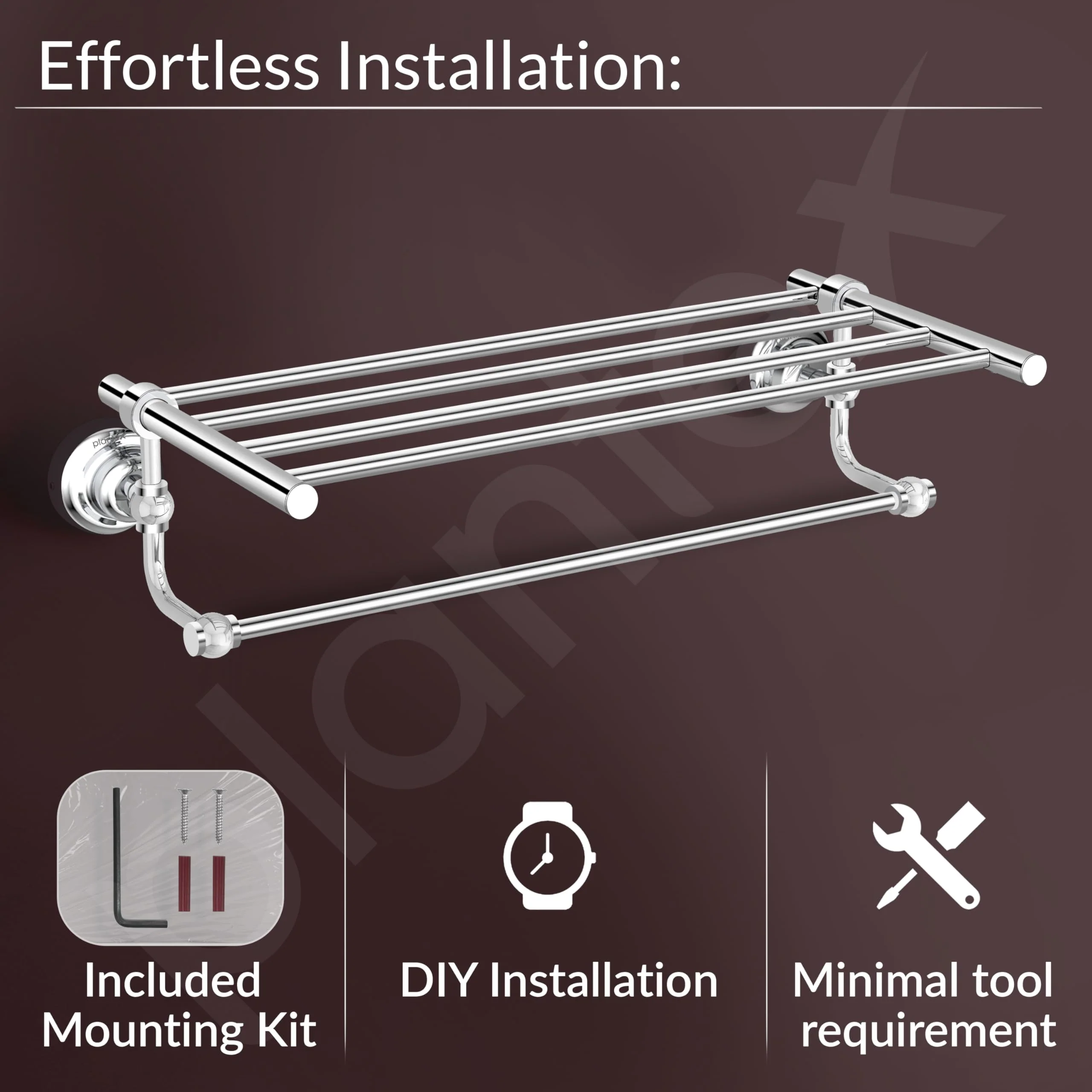 Plantex 304 Grade Stainless Steel Towel Rack with Rod/Towel Hanger for Bathroom/Towel Holder/Stand/Bathroom Accessories - Skyllo (18 inch -Chrome) - Image 6