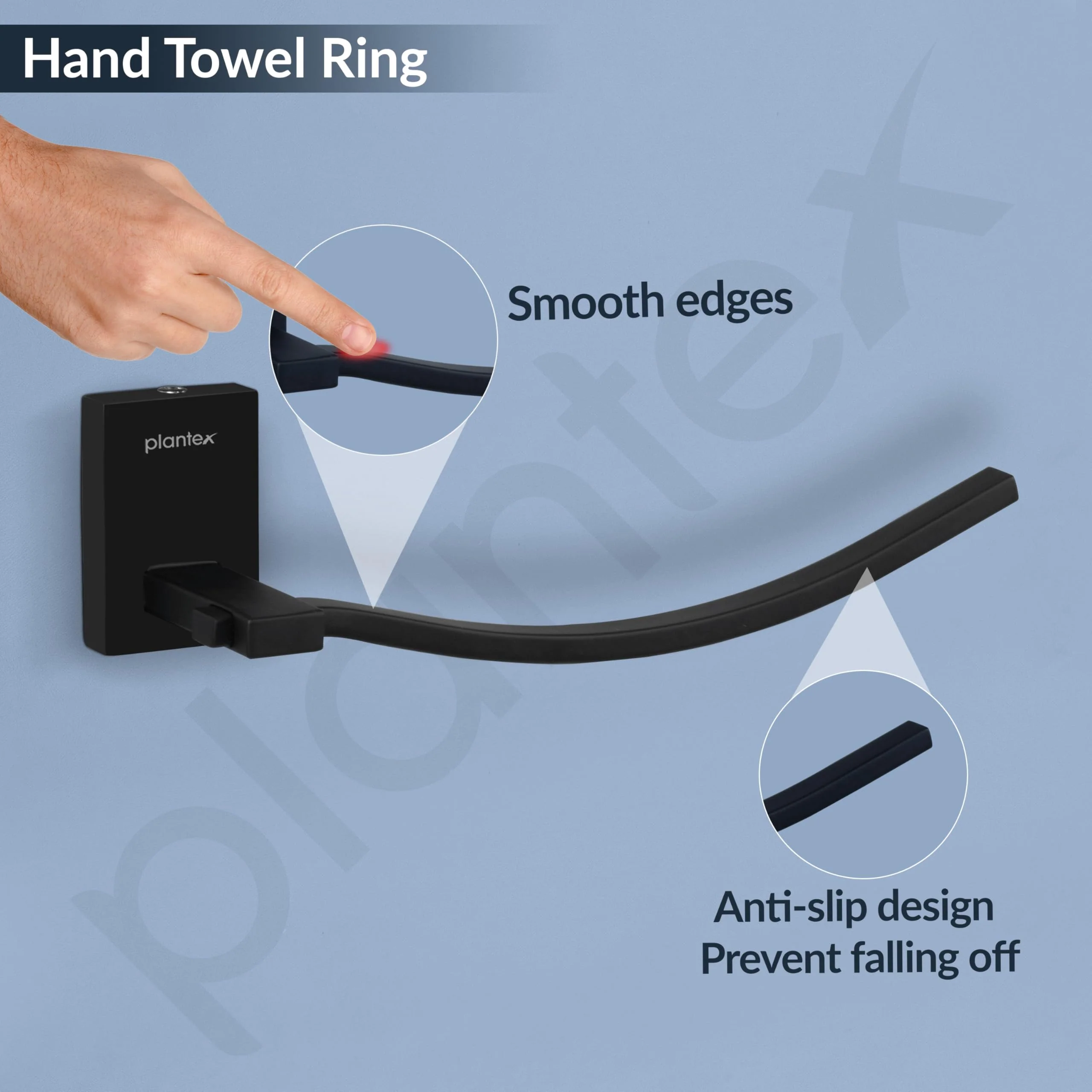 Plantex 304 Grade Stainless Steel Towel Ring for Wash Basin/Napkin Hanger/Towel Hanger/Napin Holder/Bathroom Accessories - Senso (Black) - Image 7